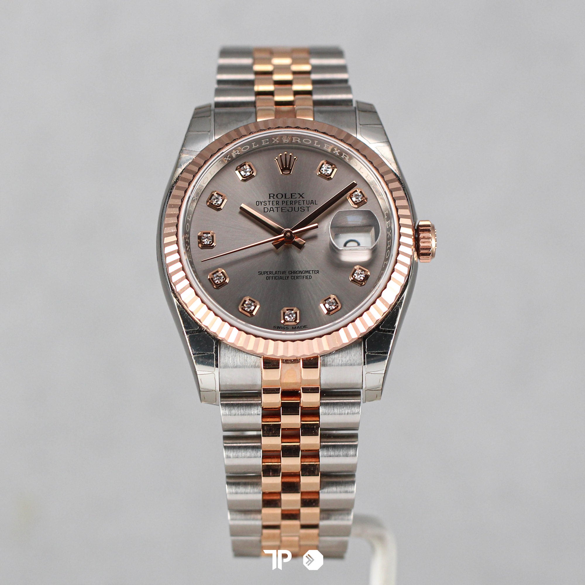 Datejust 36 Rhodium Diamond Dial Two Tone Rose Gold (2018)