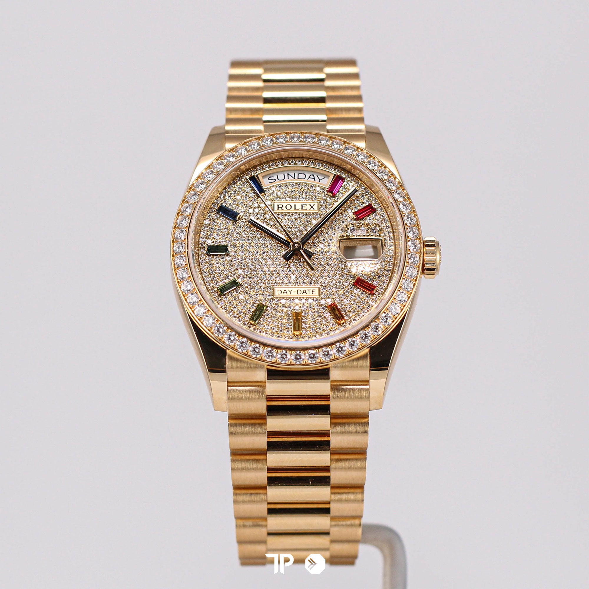 Day-Date 36 Rainbow Baguette Rose Gold Diamond (New 2023)