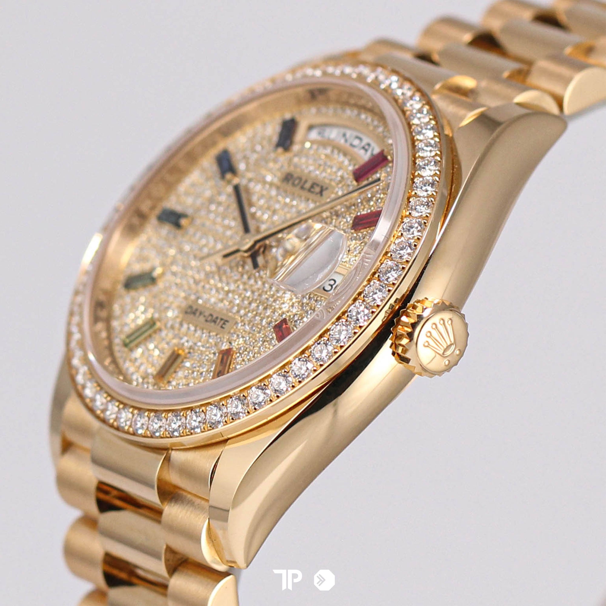 Day-Date 36 Rainbow Baguette Rose Gold Diamond (New 2023)