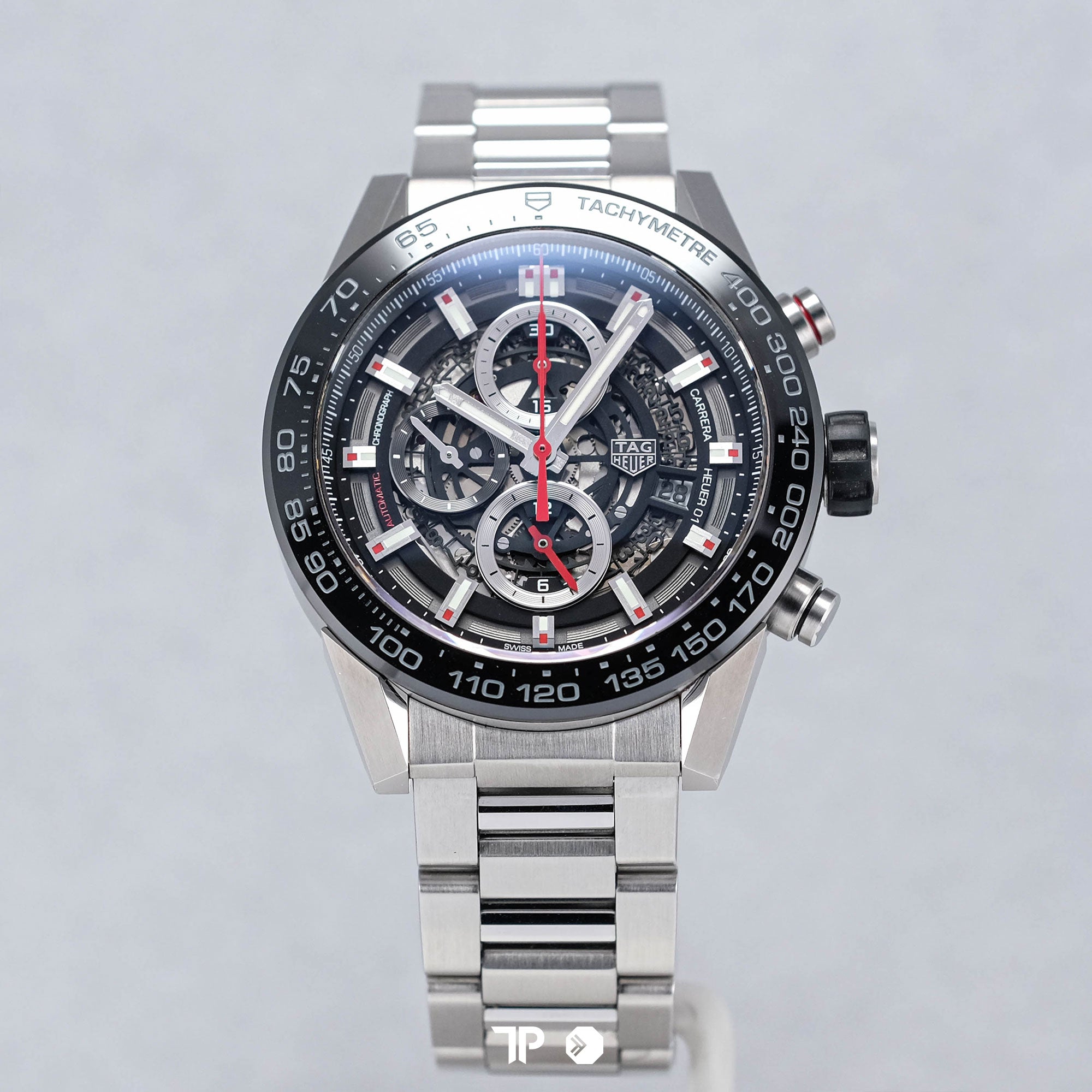 Carrera Heuer 01 Skeleton Ceramic Bezel Steel Bracelet 43mm (2016)
