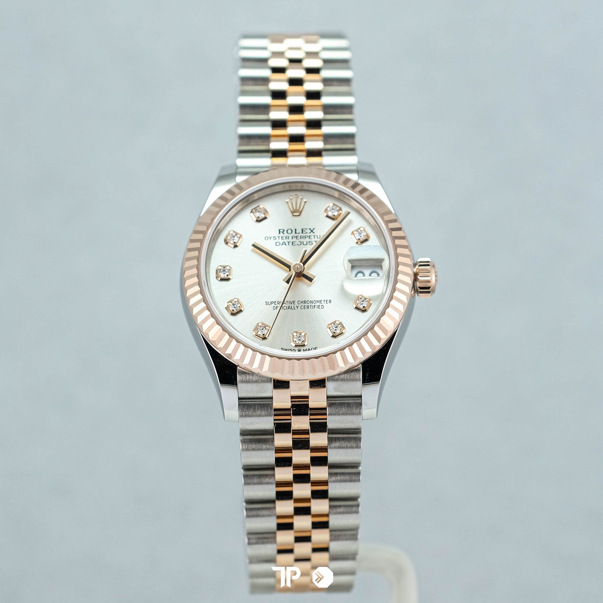 Datejust 31 Two Tone Rose Gold Silver Dial Diamond Index Fluted Bezel Jubilee NEW (2024)