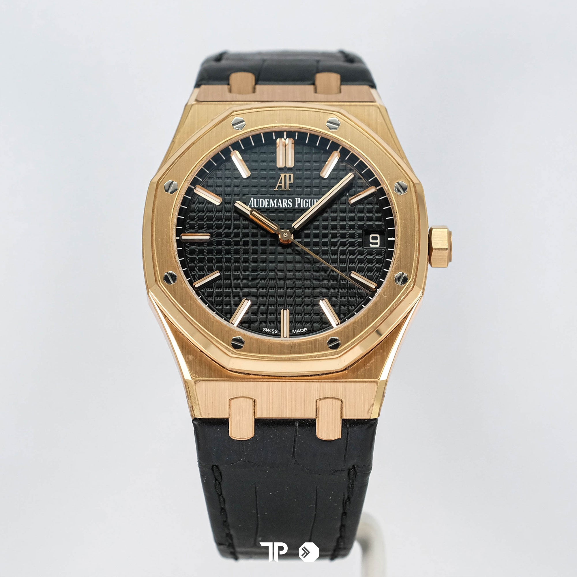 Royal Oak Rose Gold Black Dial Leather Strap 15500OR (2020)