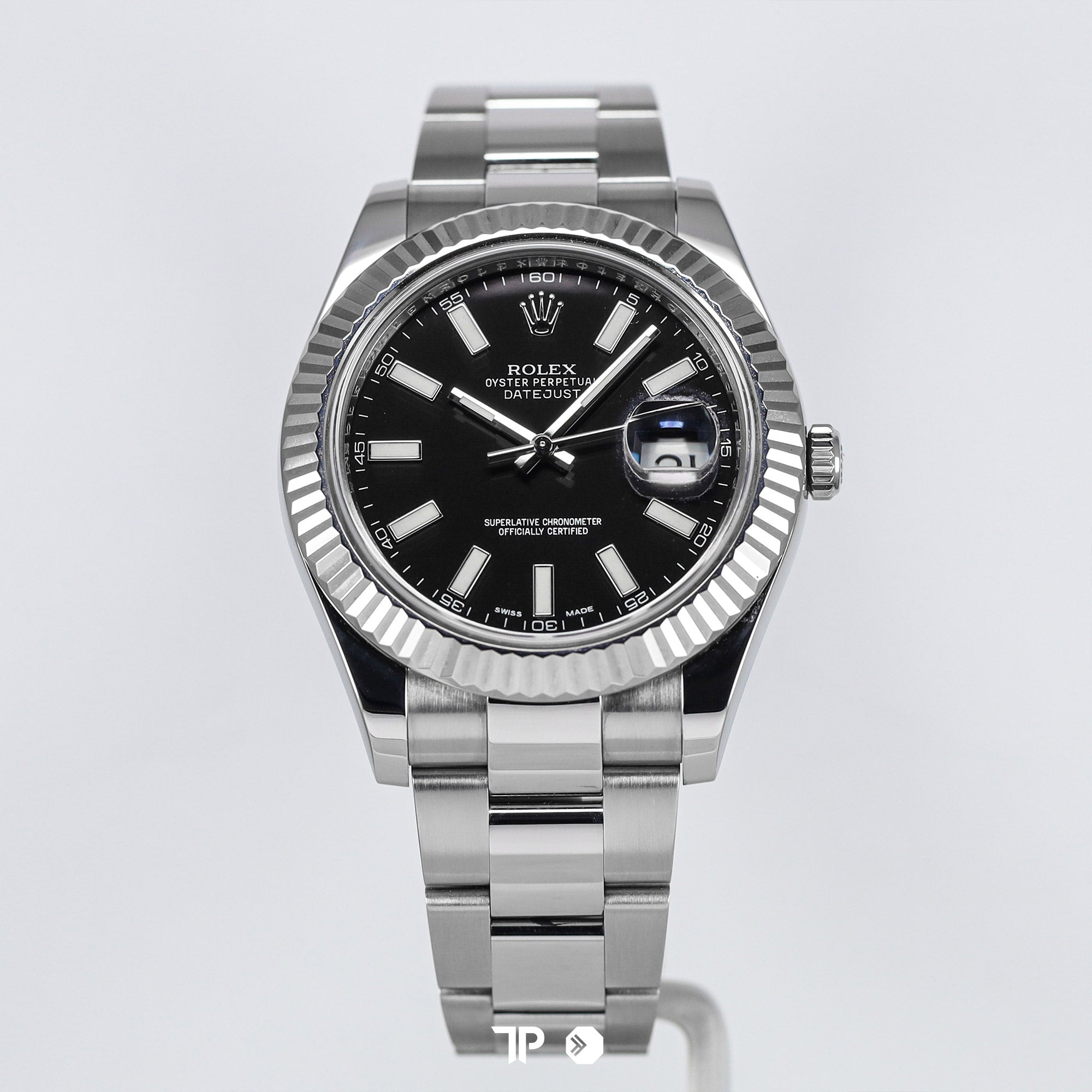 Datejust 41 Black Oyster White Gold Fluted Bezel (2012)