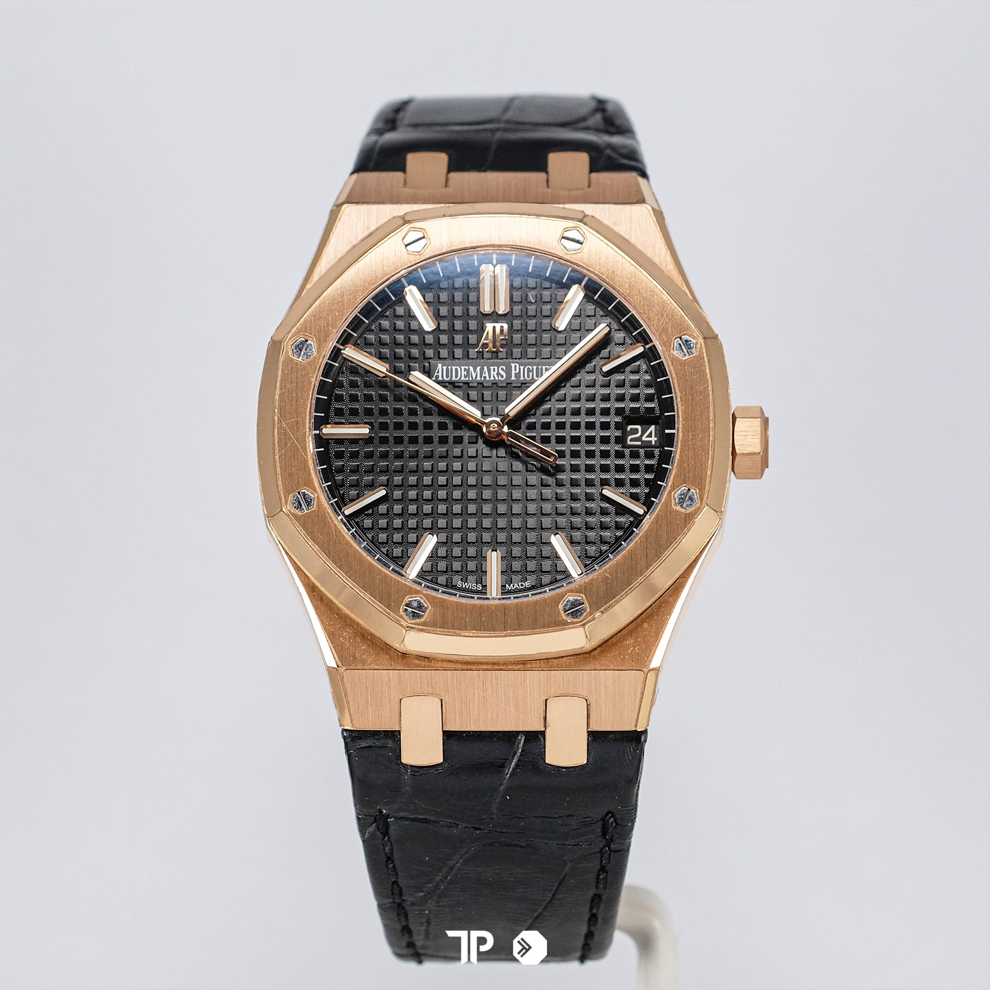 Royal Oak Rose Gold Black Dial Leather Strap 15500OR (2020)