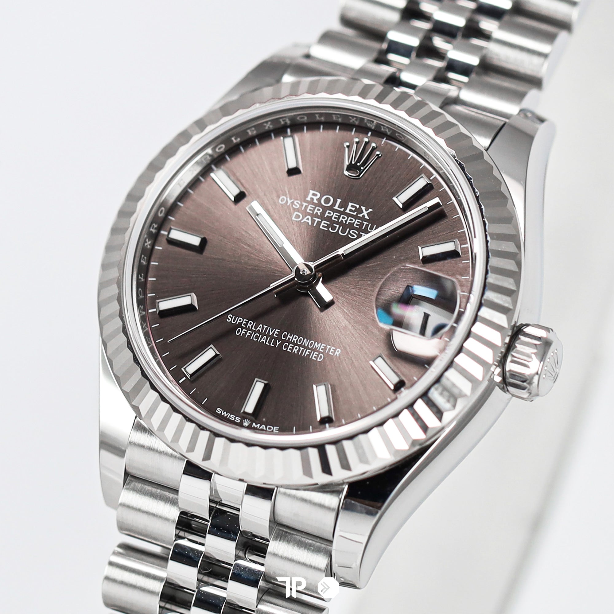 Datejust 31 Dark Grey Stick Index White Gold Fluted Bezel Jubilee (2025)