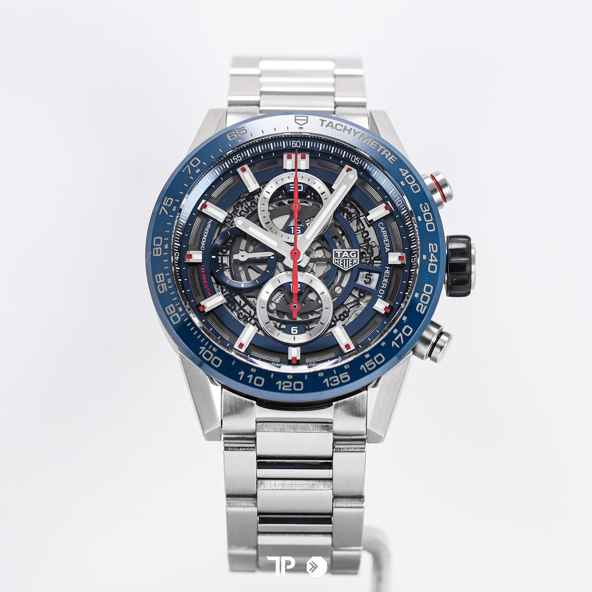 Carrera Heuer 01 Skeleton Blue Bezel Bracelet (2019)