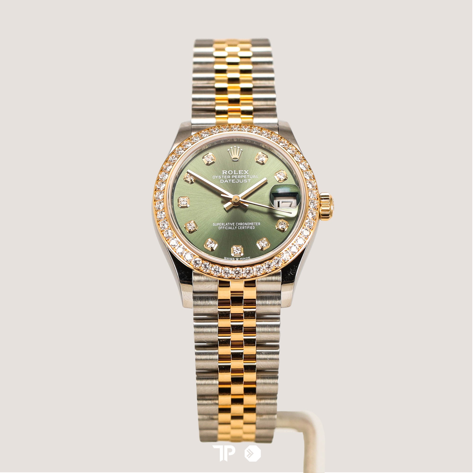 Datejust 31 Two Tone Yellow Gold Green Dial Diamond Bezel RBR NEW (2025)