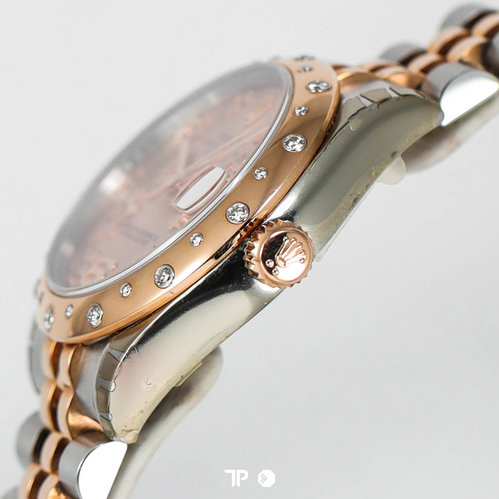 Datejust 31 Pink Raised Floral Motif Dial Diamond Bezel 18K Rose Gold Two Tone Jubilee (2011)