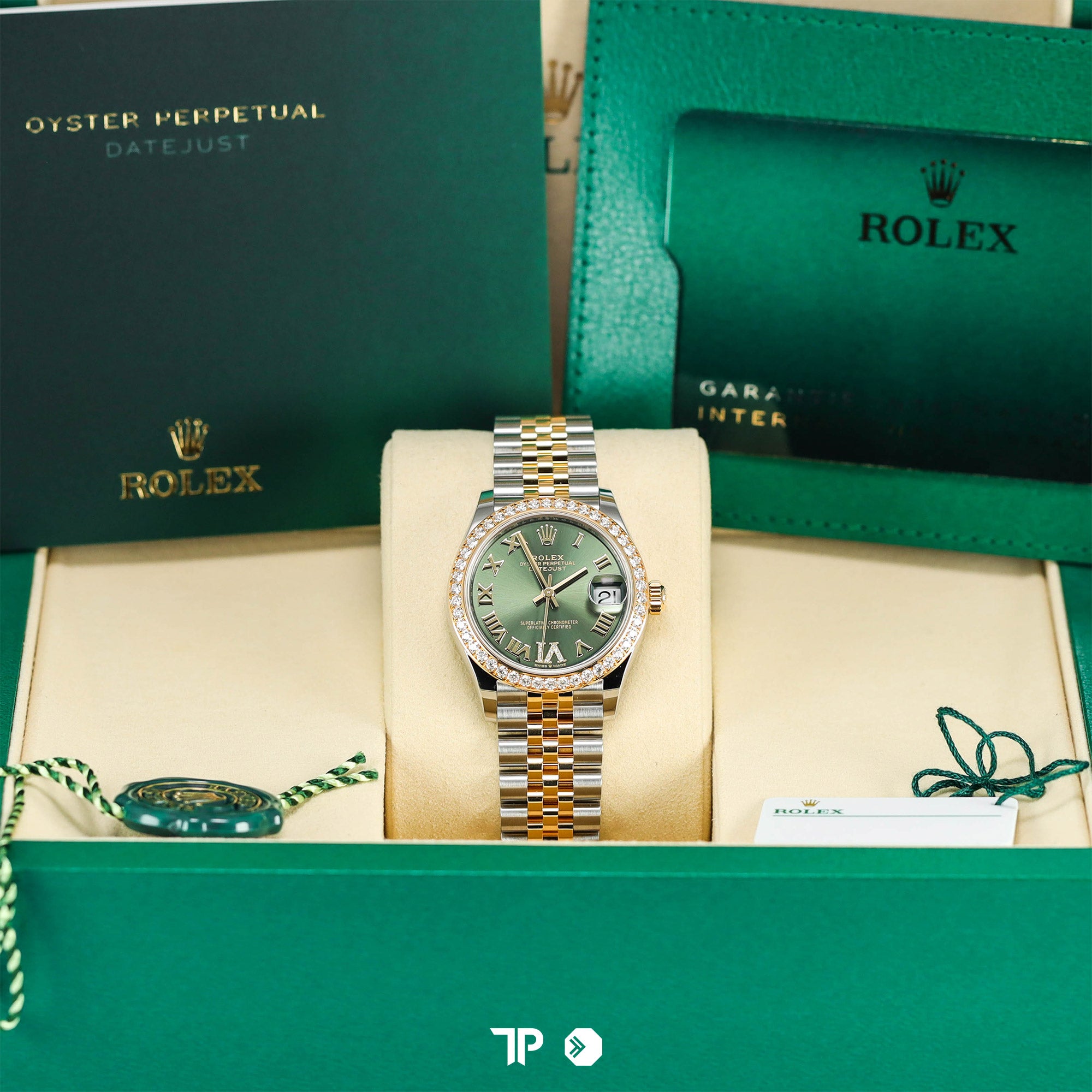 Datejust 31 Green Two Tone Yellow Gold Diamond Bezel & Diamond on VI NEW(2025)