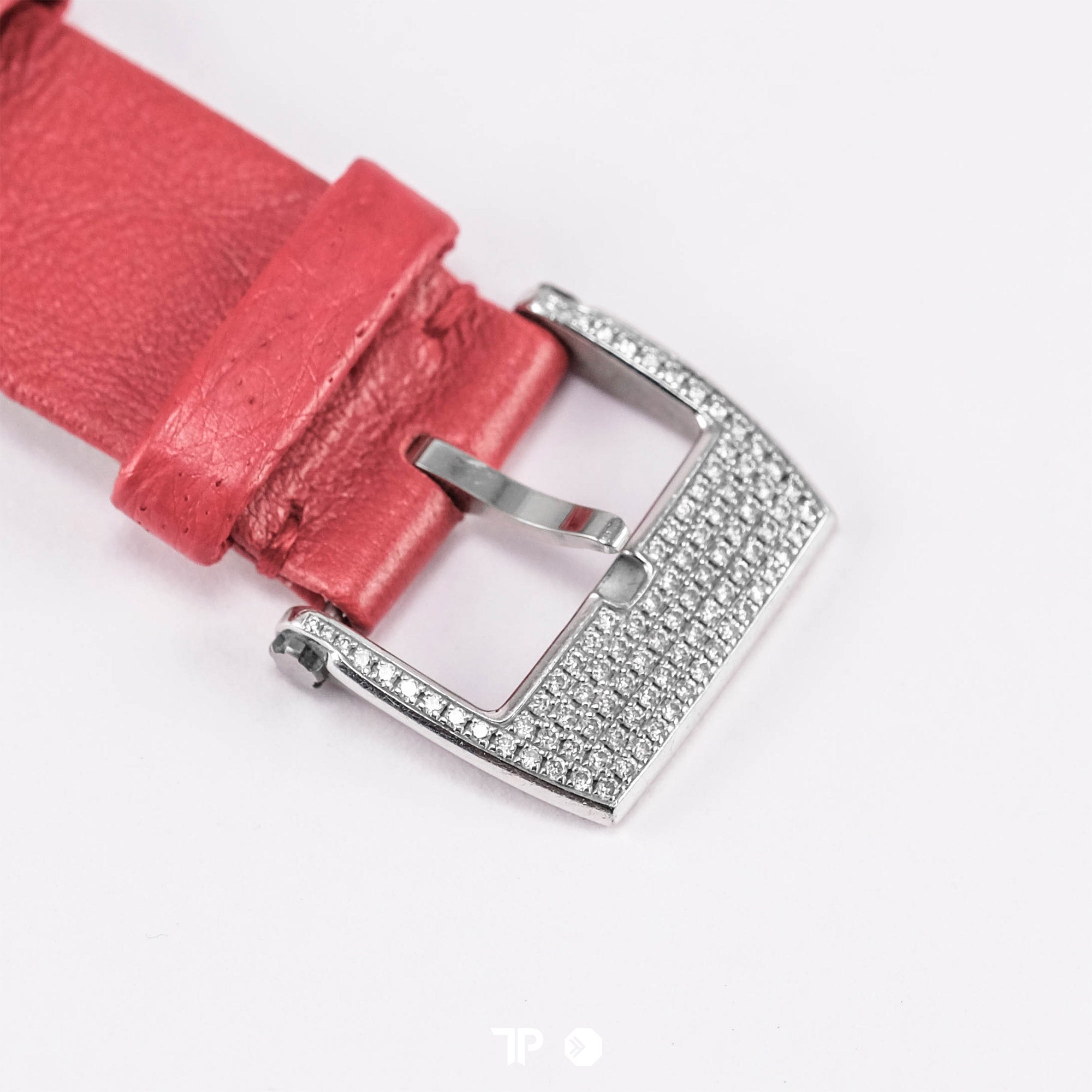 RM007 White Gold Diamond Black Dial Red Leather