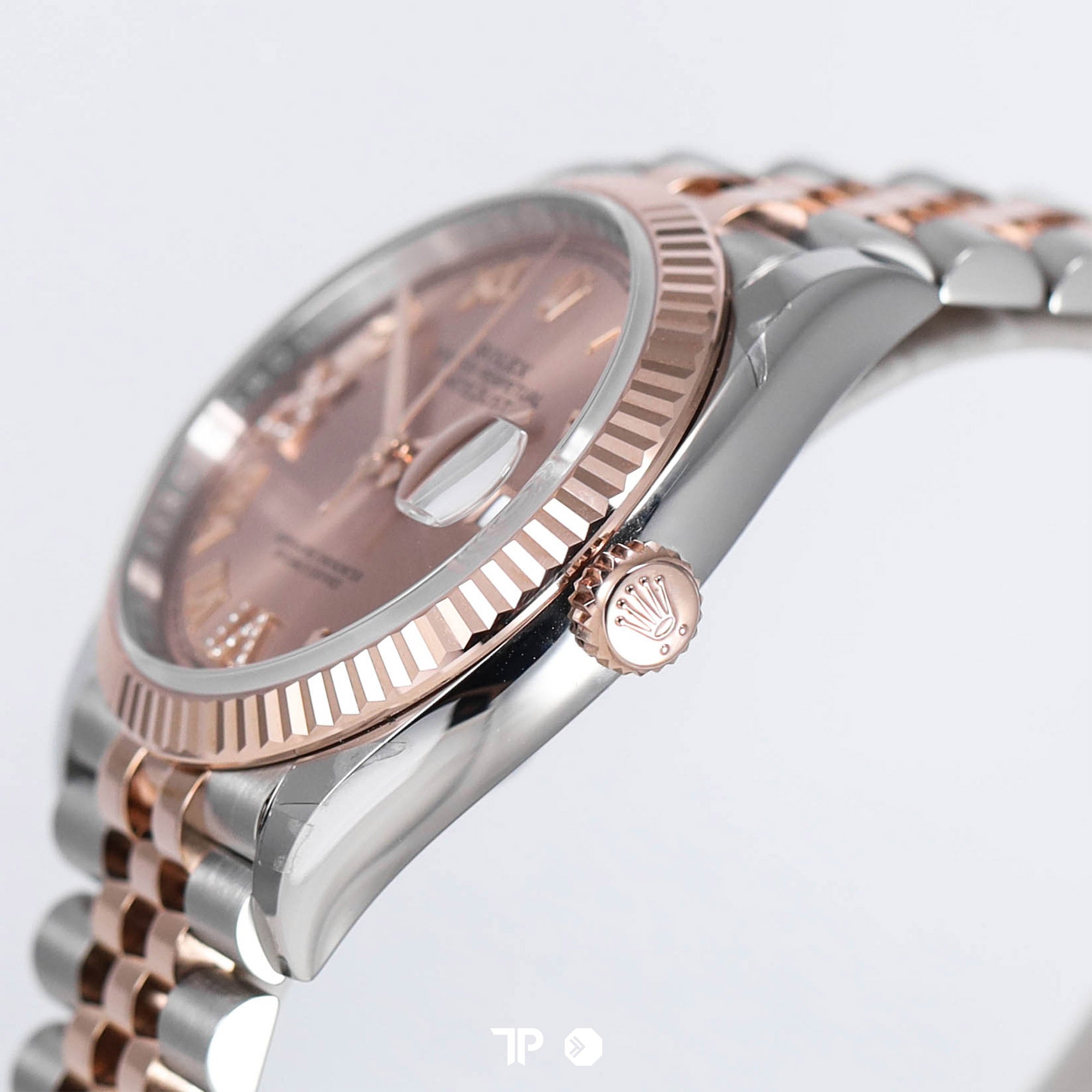 Datejust 36 Two Tone Rosegold Pink Dial Roman Index Diamond on VI & IX NEW(2024)