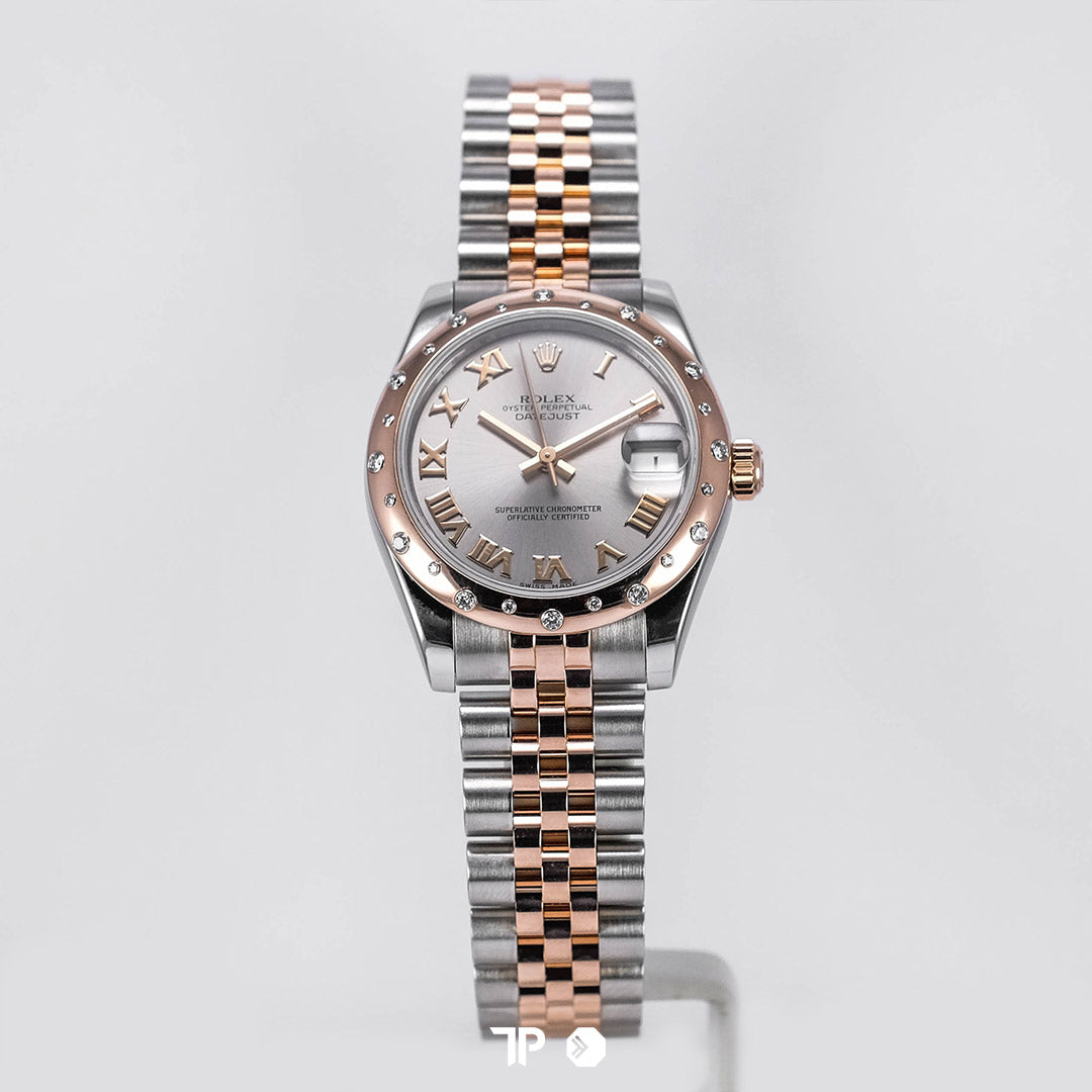 Datejust 31 Two Tone Rose Gold Diamond Bezel Silver Roman Dial (2011)