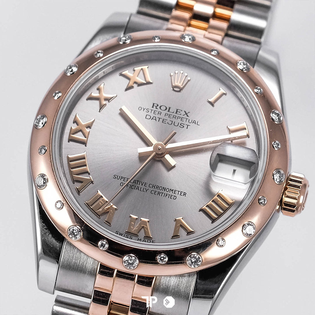 Datejust 31 Two Tone Rose Gold Diamond Bezel Silver Roman Dial (2011)