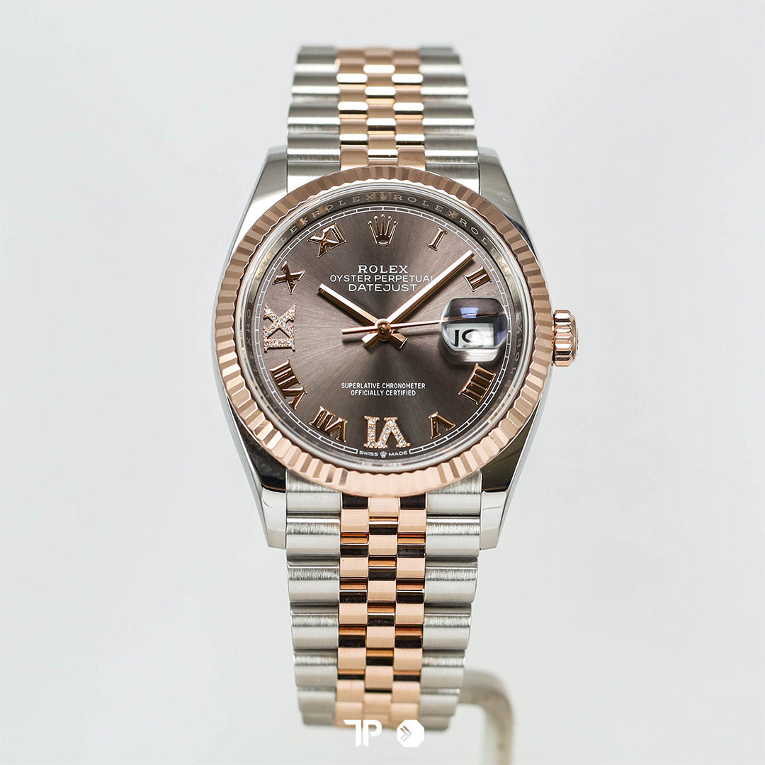 Datejust 36 Rhodium Two Tone Rose Gold Diamond on VI & IX Roman Jubilee (2020)
