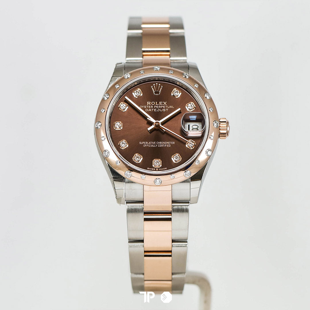 Datejust 31 Two Tone Rose Gold Choco Ten Diamond Index & Bezel (2021)