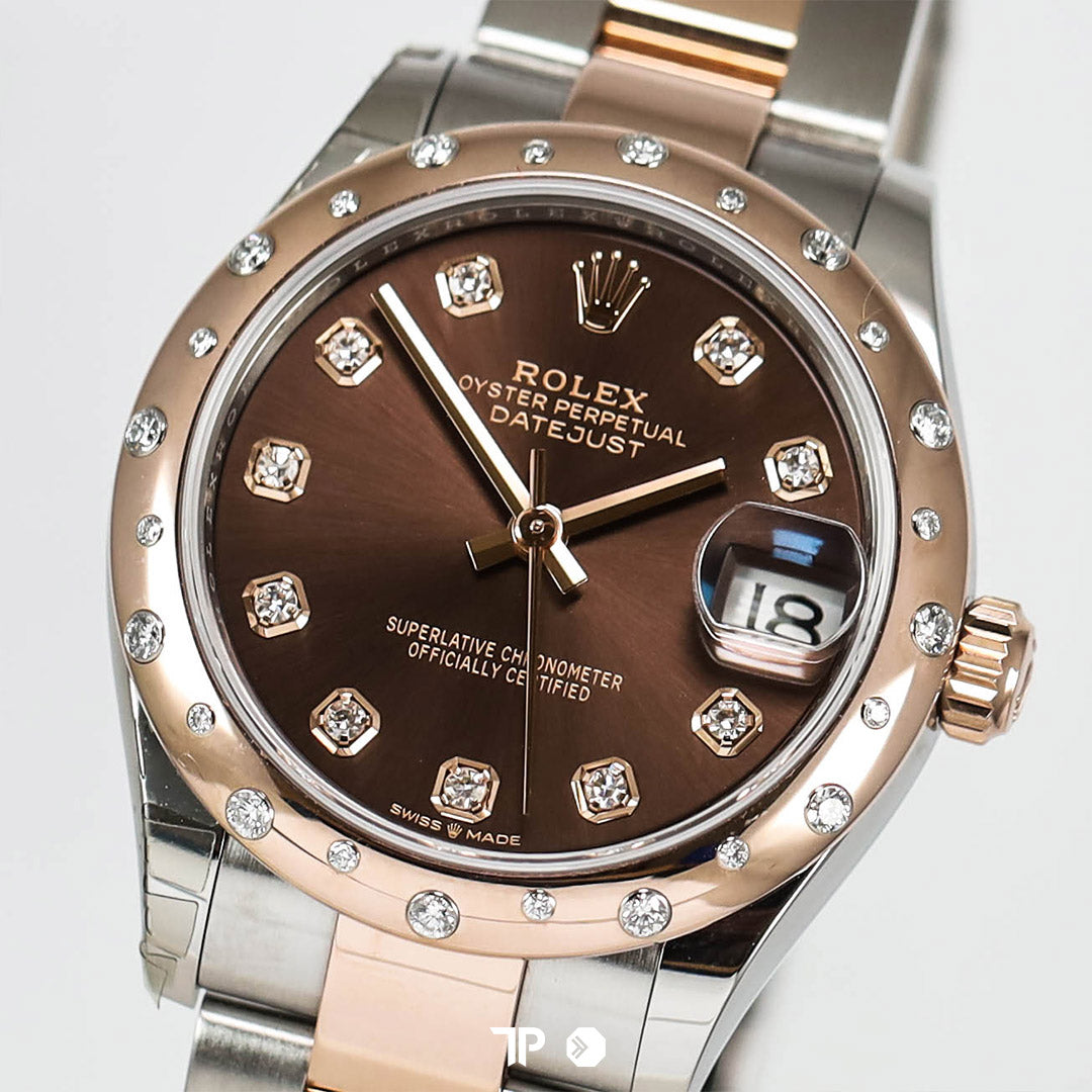 Datejust 31 Two Tone Rose Gold Choco Ten Diamond Index & Bezel (2021)