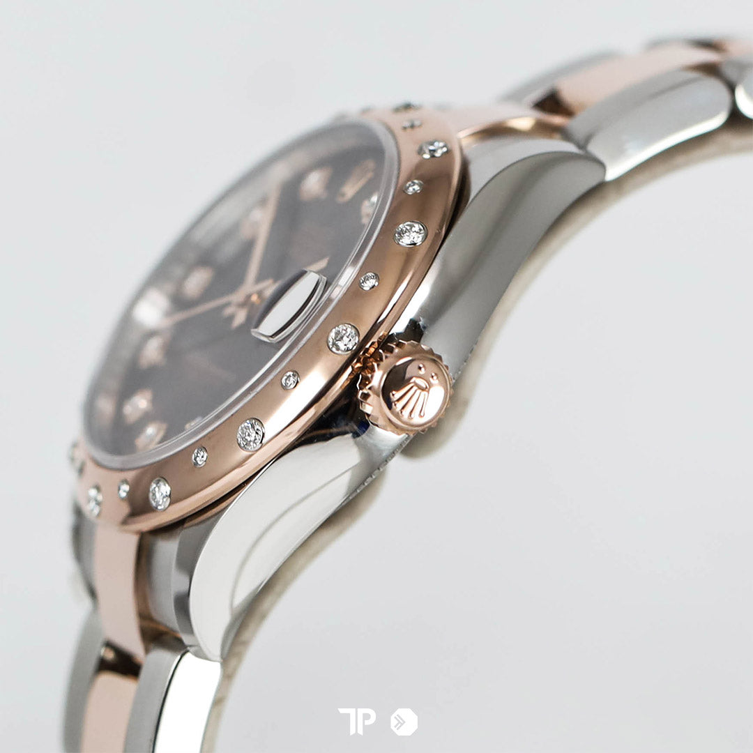 Datejust 31 Two Tone Rose Gold Choco Ten Diamond Index & Bezel (2021)