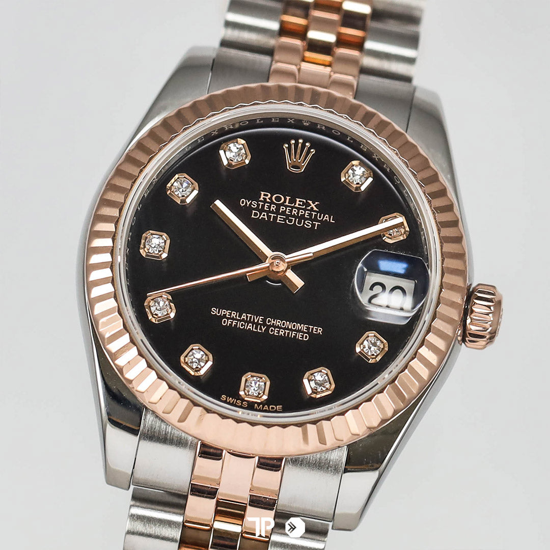 Datejust 31 Twotone Rose Gold Black Diamond Dial (2016)