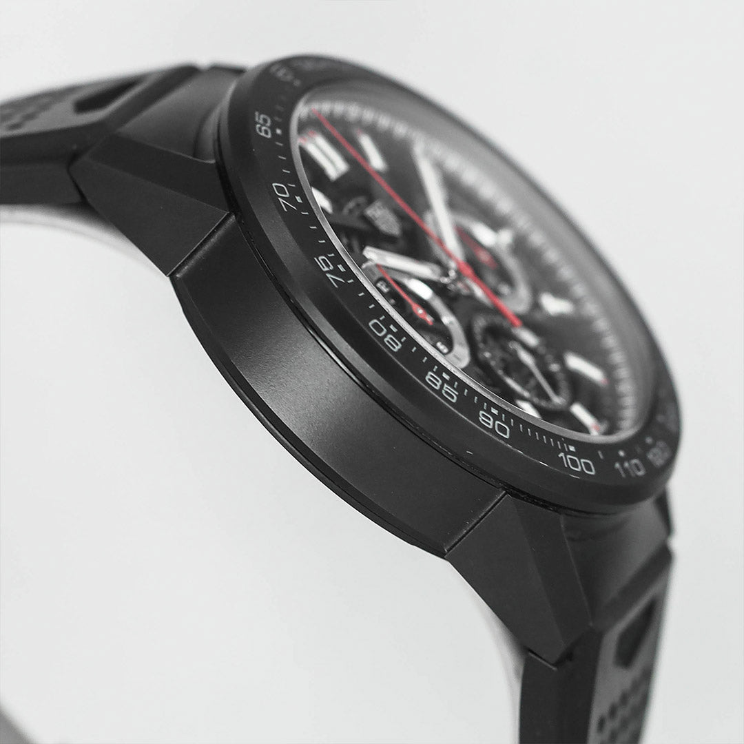 Carrera Heuer 02 Chronograph Black Rubber Automatic Skeleton Dial 45mm (2020)