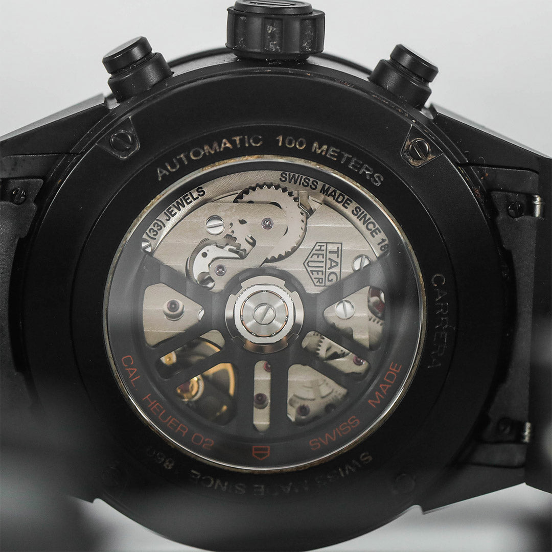 Carrera Heuer 02 Chronograph Black Rubber Automatic Skeleton Dial 45mm (2020)