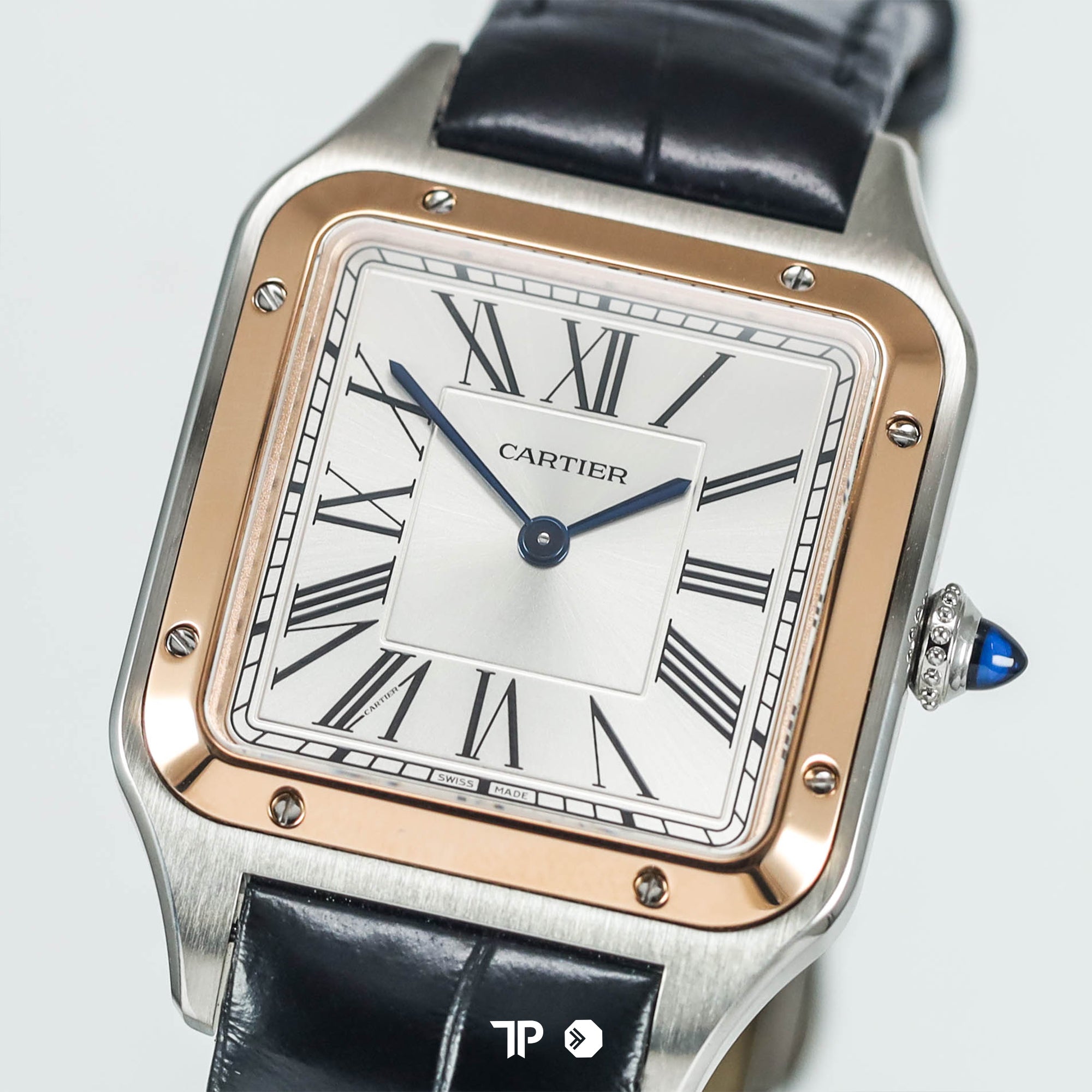 Santos Dumont Large Two Tone Rose Gold Silver Dial (2024)