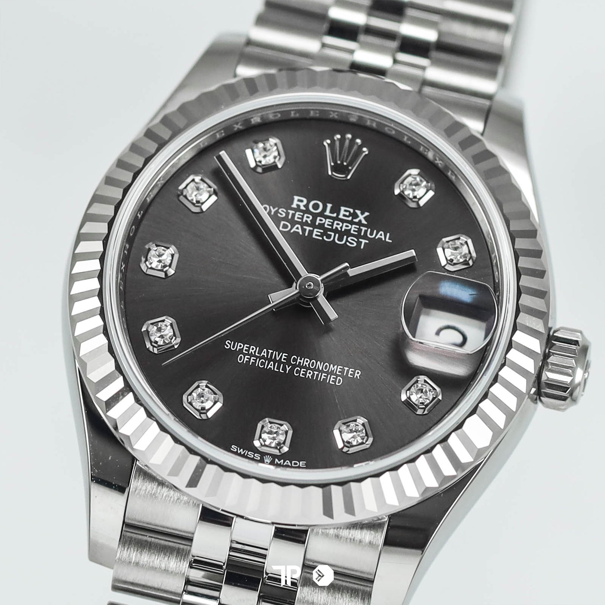 Datejust 31 Dark Grey Diamond White Gold Fluted Bezel Jubilee NEW(2026)