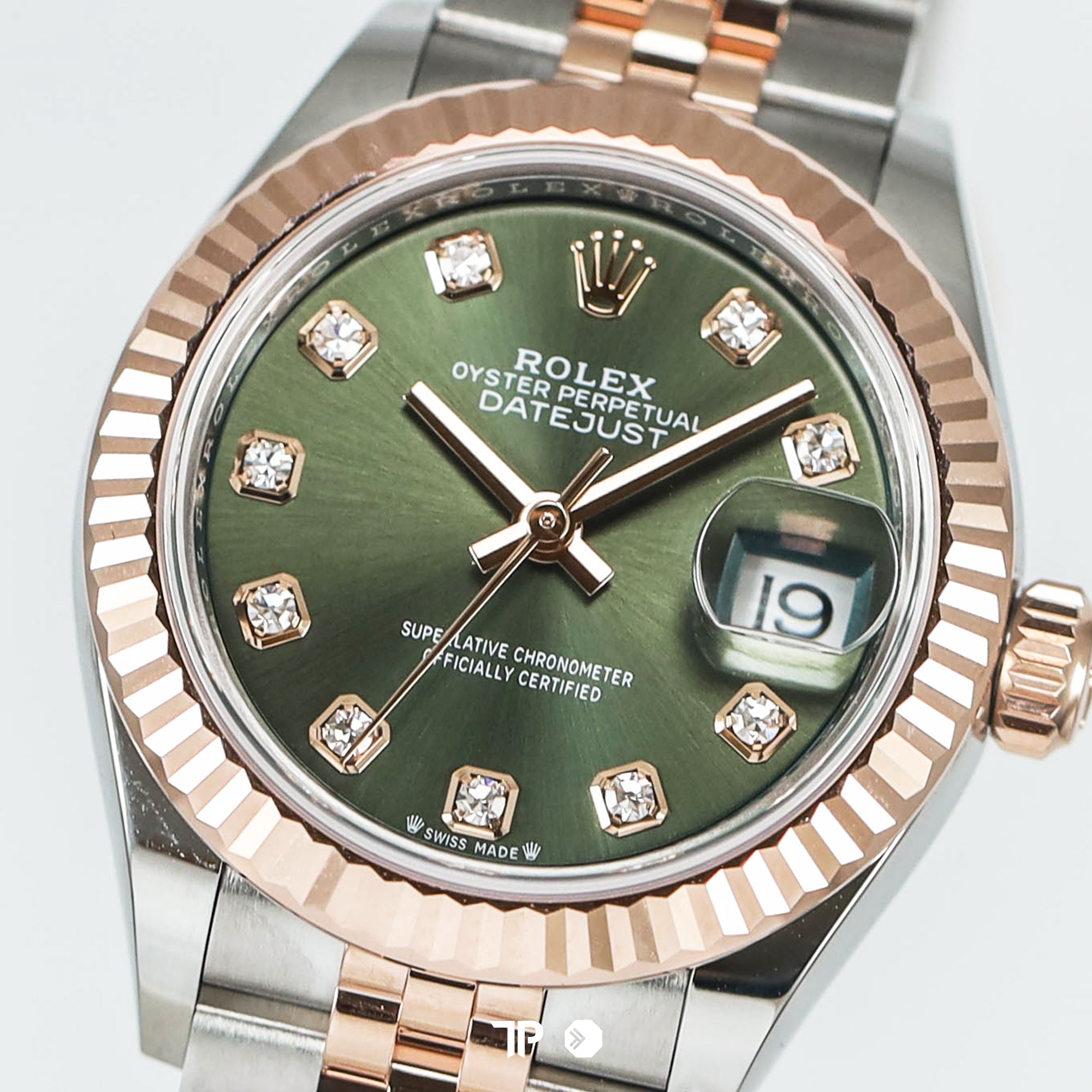 Datejust 28 Olive Green Dial Diamond Two Tone Rose Gold NEW(2026)