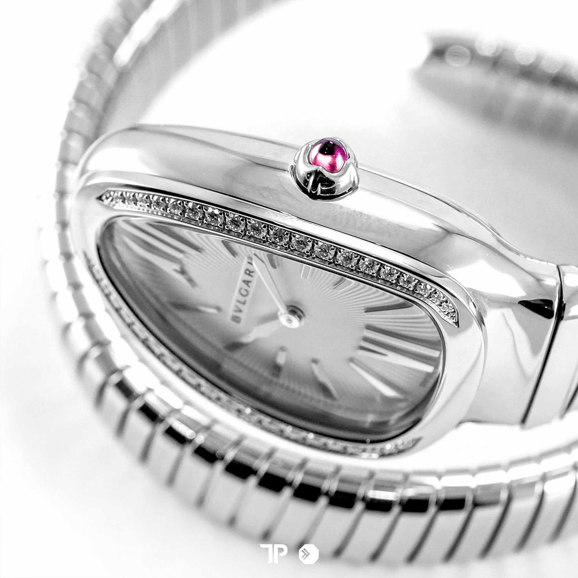 Serpenti Tubogas Single Spiral Silver Opaline Diamond 35mm LIKENEW (2026)