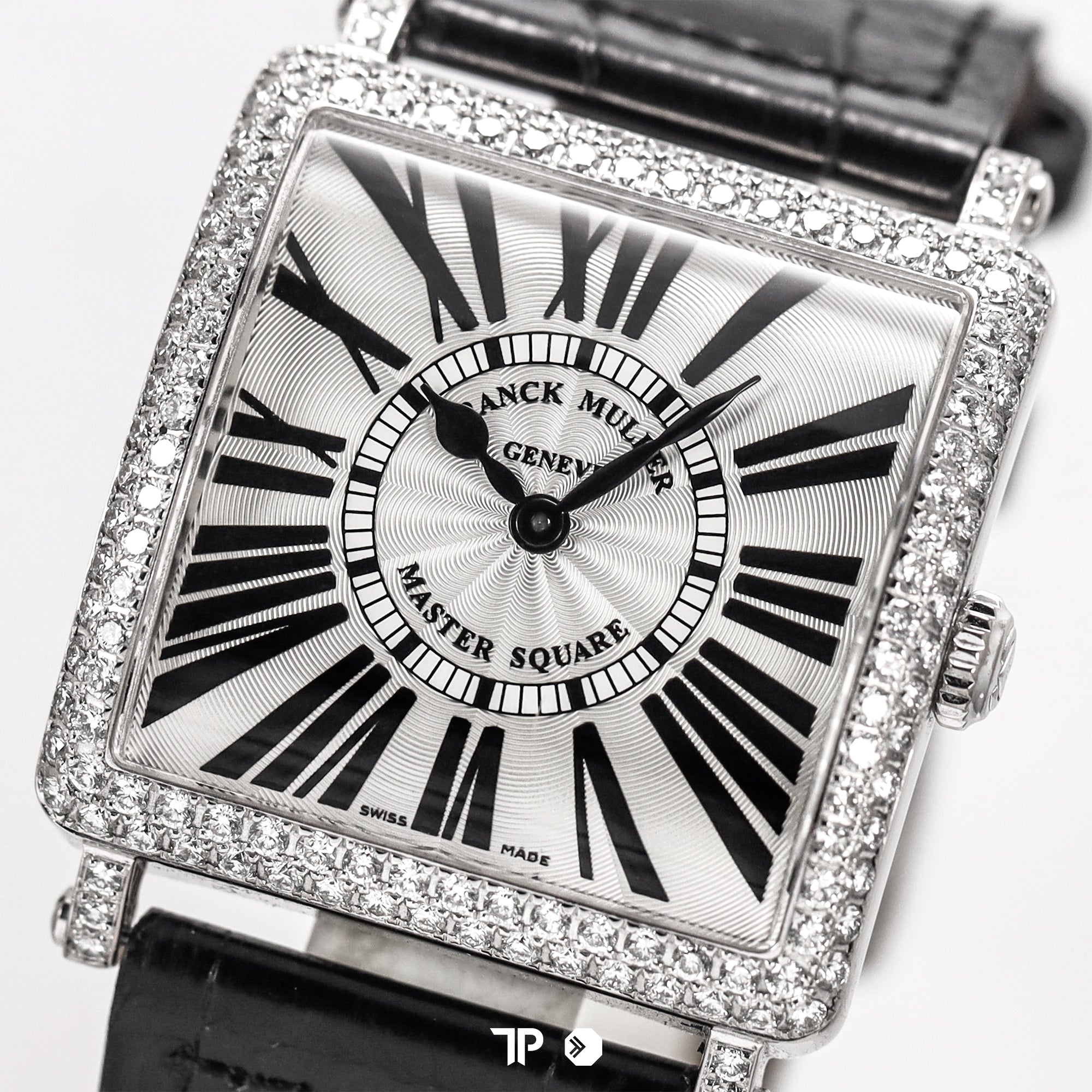Master Square White Gold Silver Dial Diamond Bezel 41mm (UNDATED)