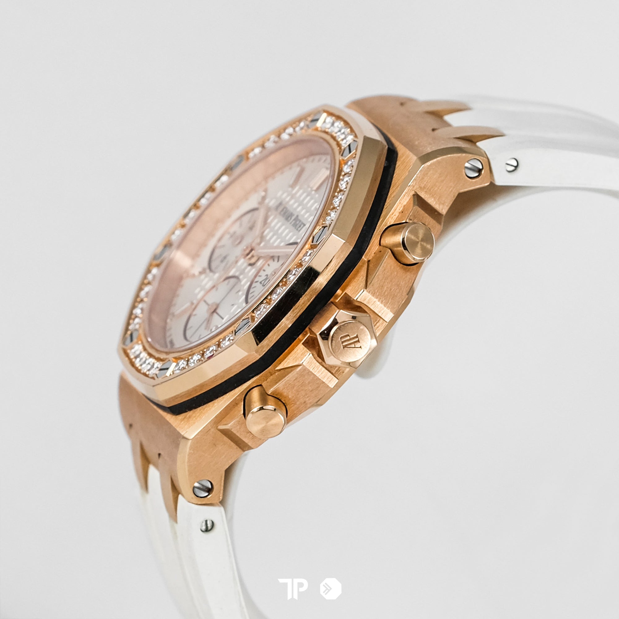 Royal Oak Chronograph Lady Rose Gold White Dial Diamond Bezel 37mm (2017)