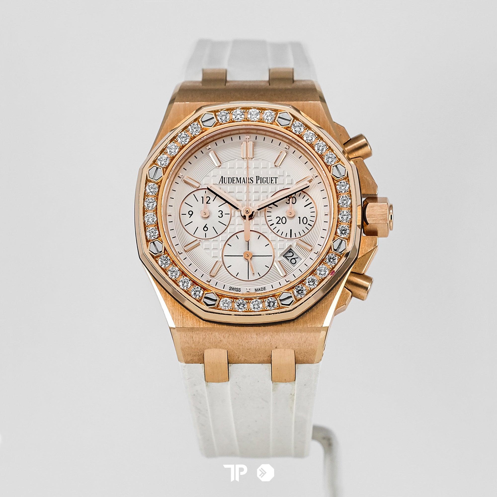 Royal Oak Chronograph Lady Rose Gold White Dial Diamond Bezel 37mm (2017)