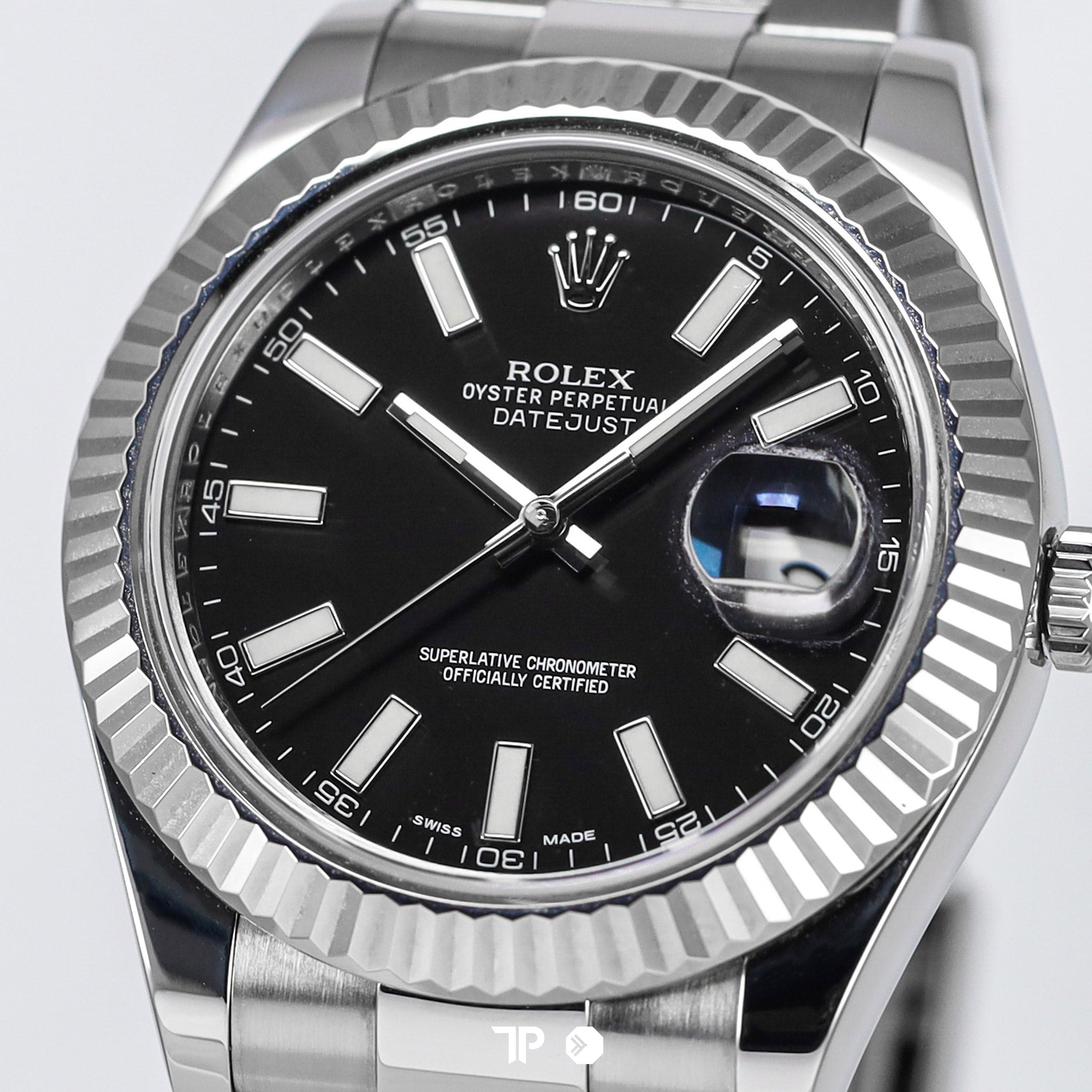 Datejust 41 Black Oyster White Gold Fluted Bezel (2012)