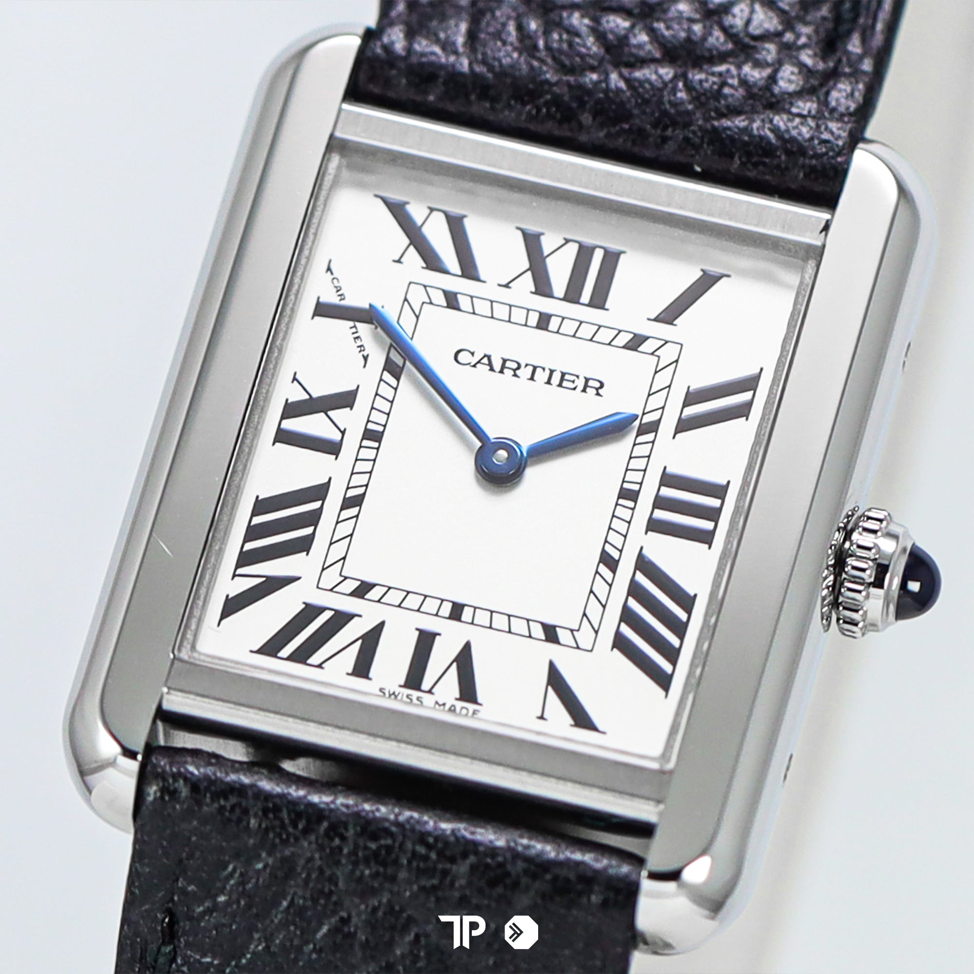 Tank Solo S Silver Dial Leather Strap