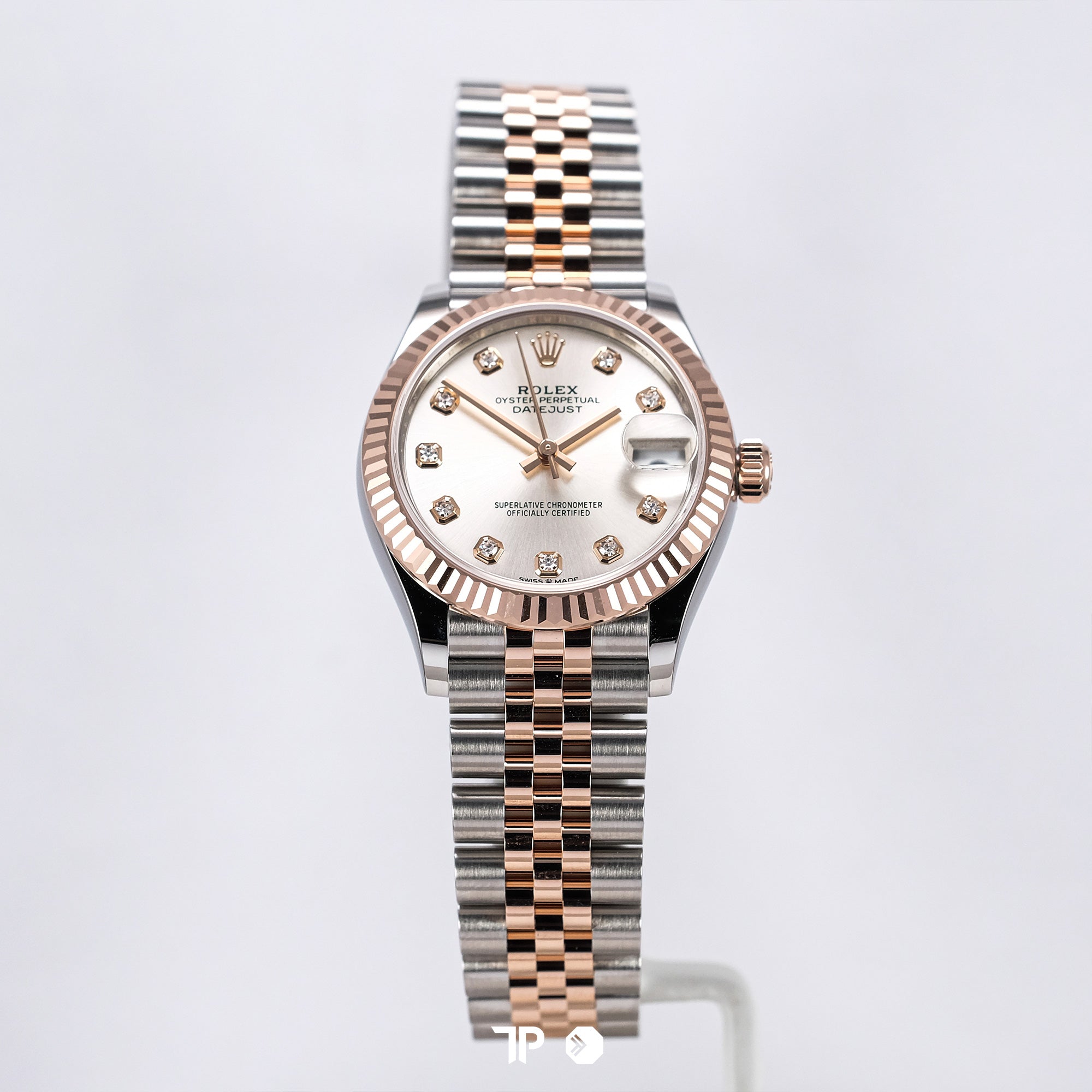 Datejust 31 Two Tone Rose Gold  Silver Dial Diamond Index Fluted Bezel Jubilee NEW (2025)