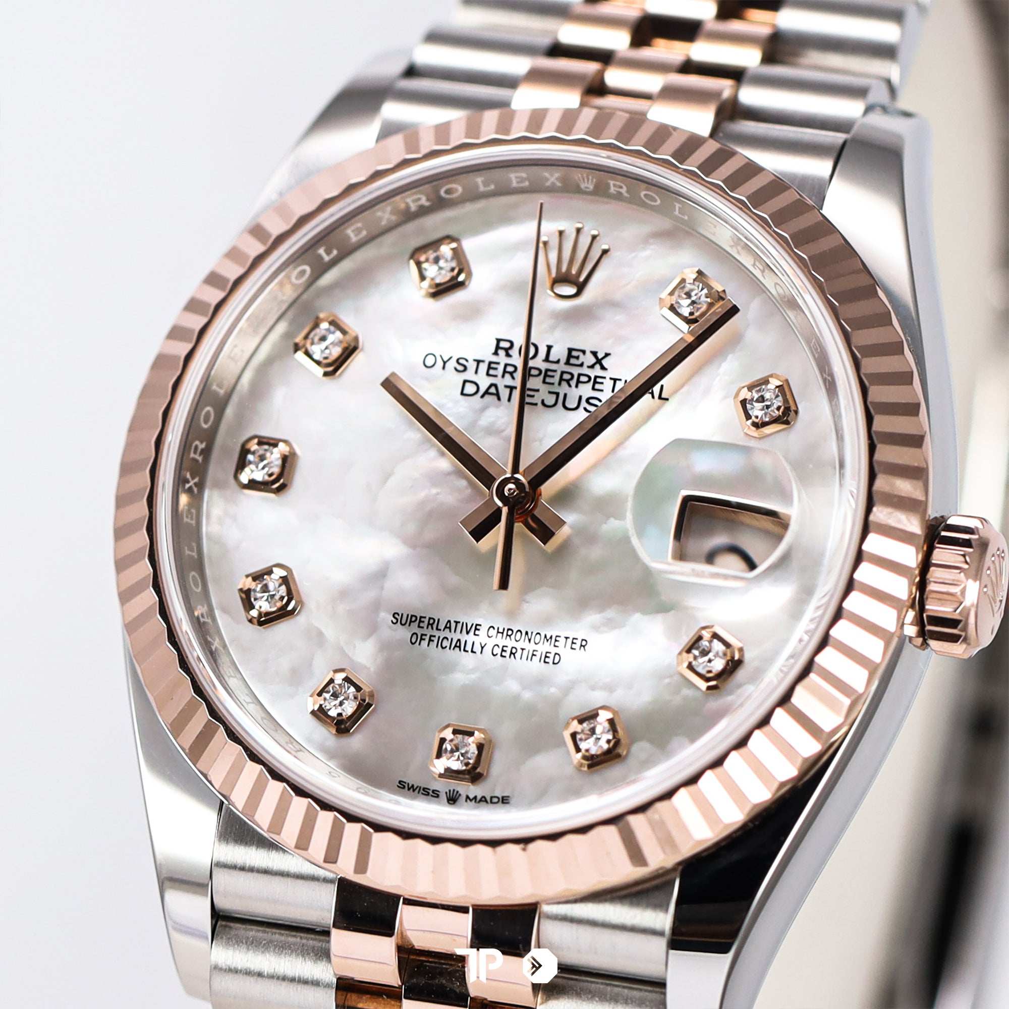 Datejust 36 Two Tone Rosegold White MOP Diamond Index Jubilee (2018)