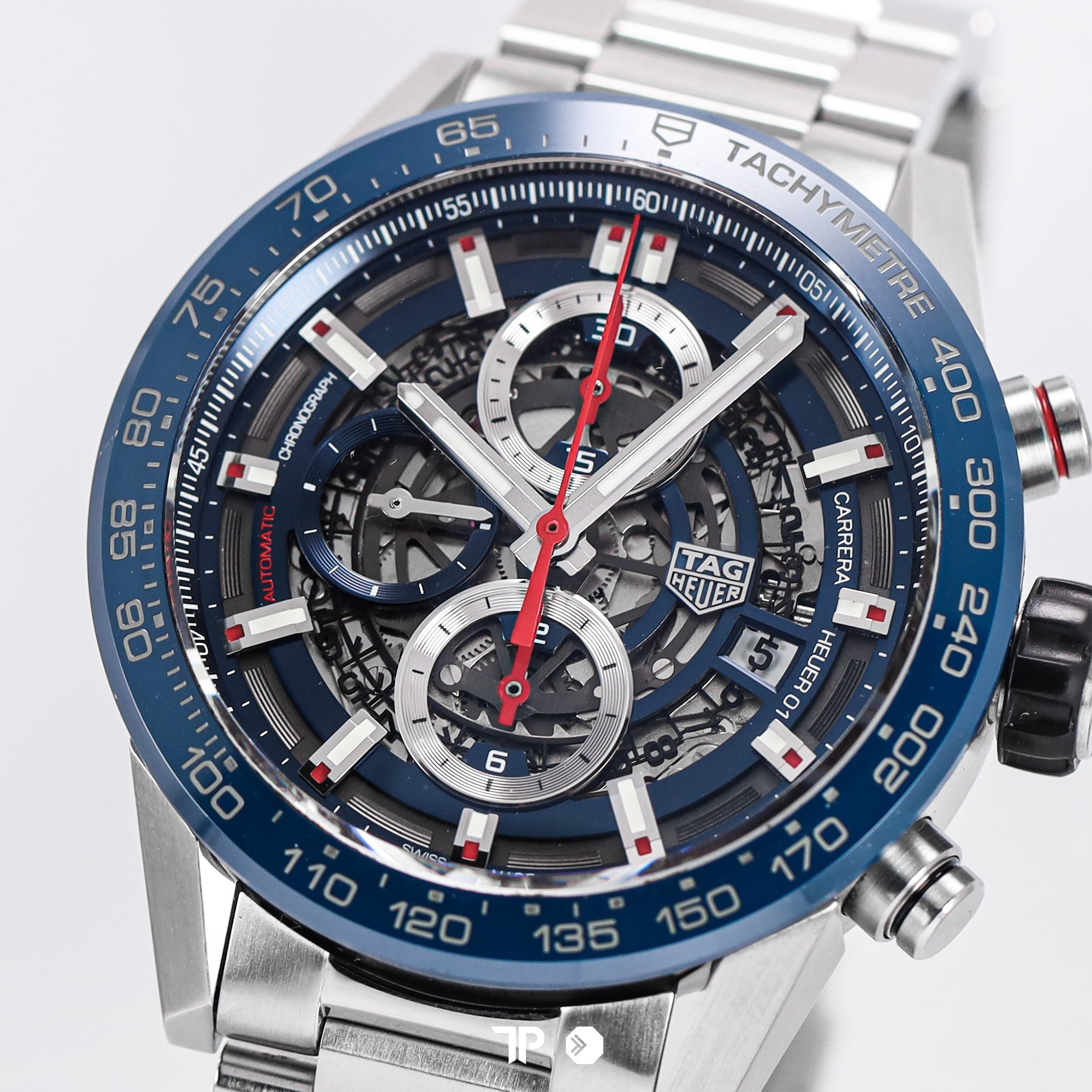 Carrera Heuer 01 Skeleton Blue Bezel Bracelet (2019)