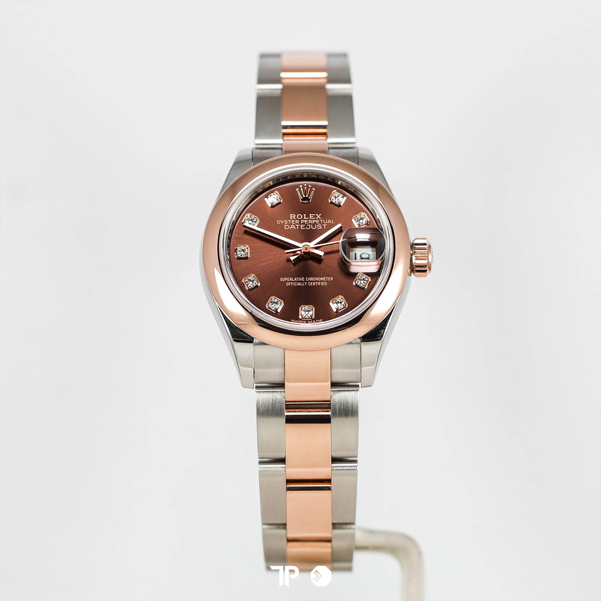 Datejust 28 Two Tone Rosegold Choco Diamond Dial Smooth Domed Bezel (2019)