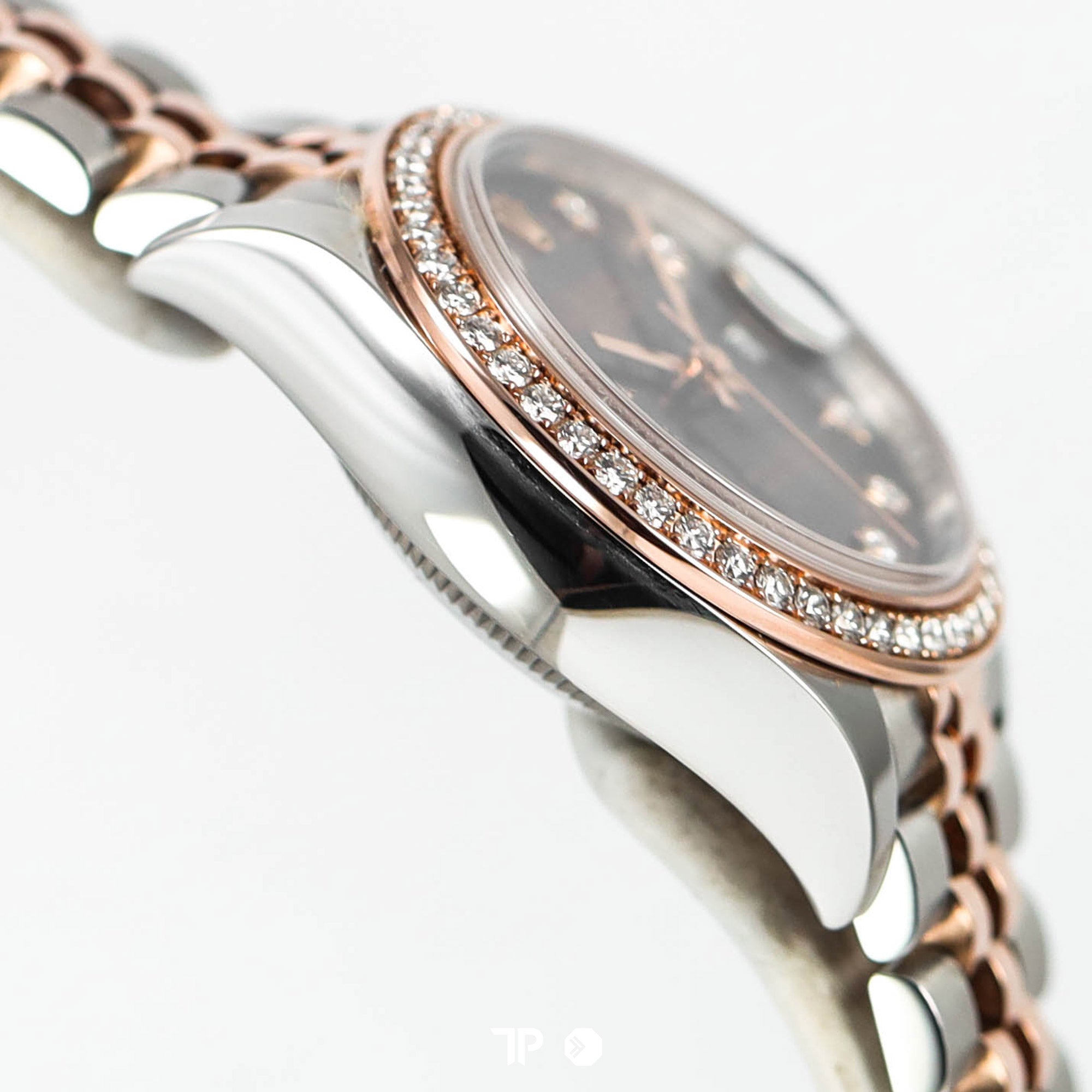 Datejust 28 Choco Diamond Star & Bezel Two Tone Rose Gold