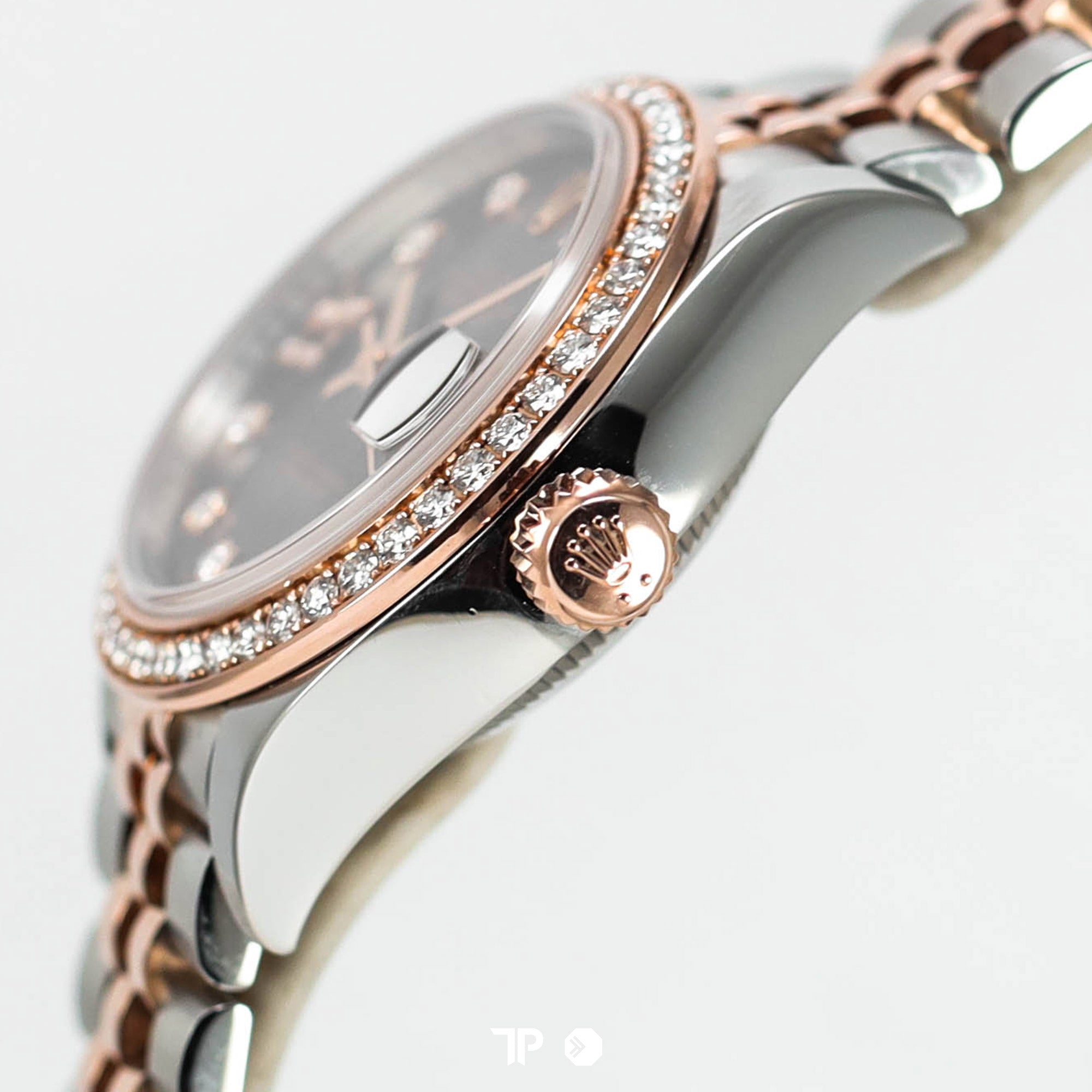 Datejust 28 Choco Diamond Star & Bezel Two Tone Rose Gold