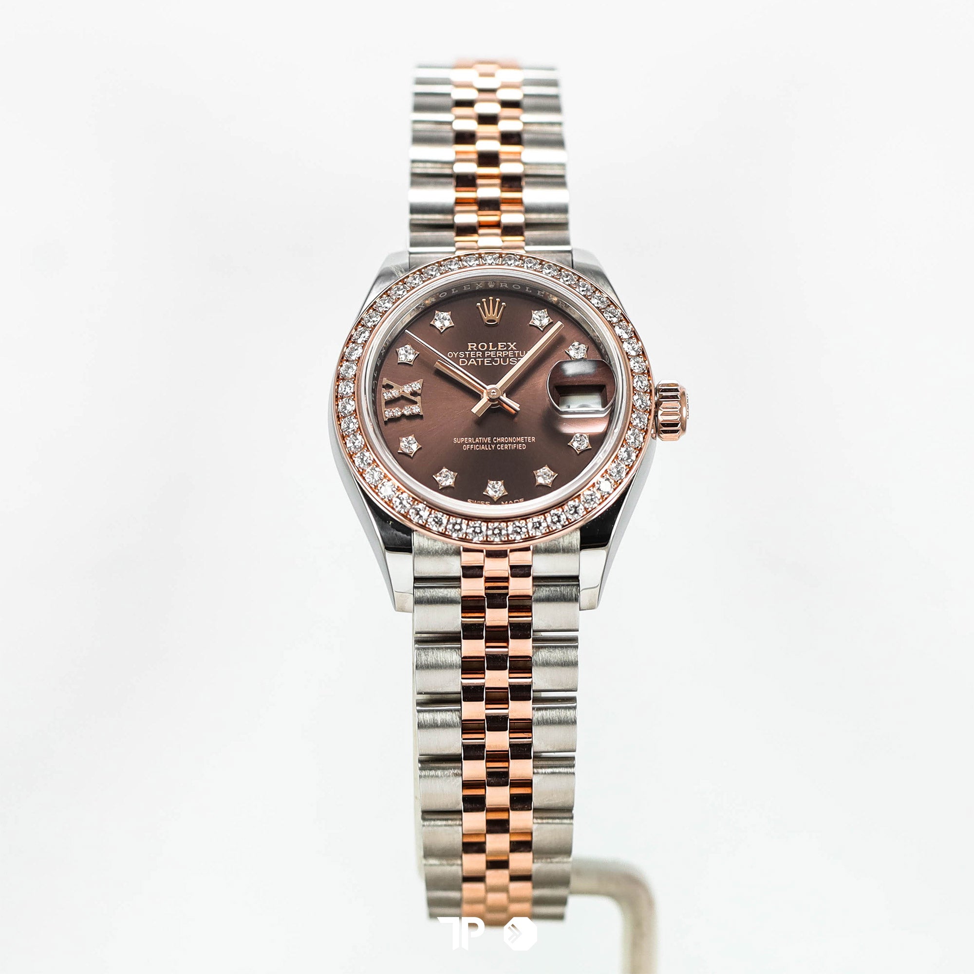 Datejust 28 Choco Diamond Star & Bezel Two Tone Rose Gold
