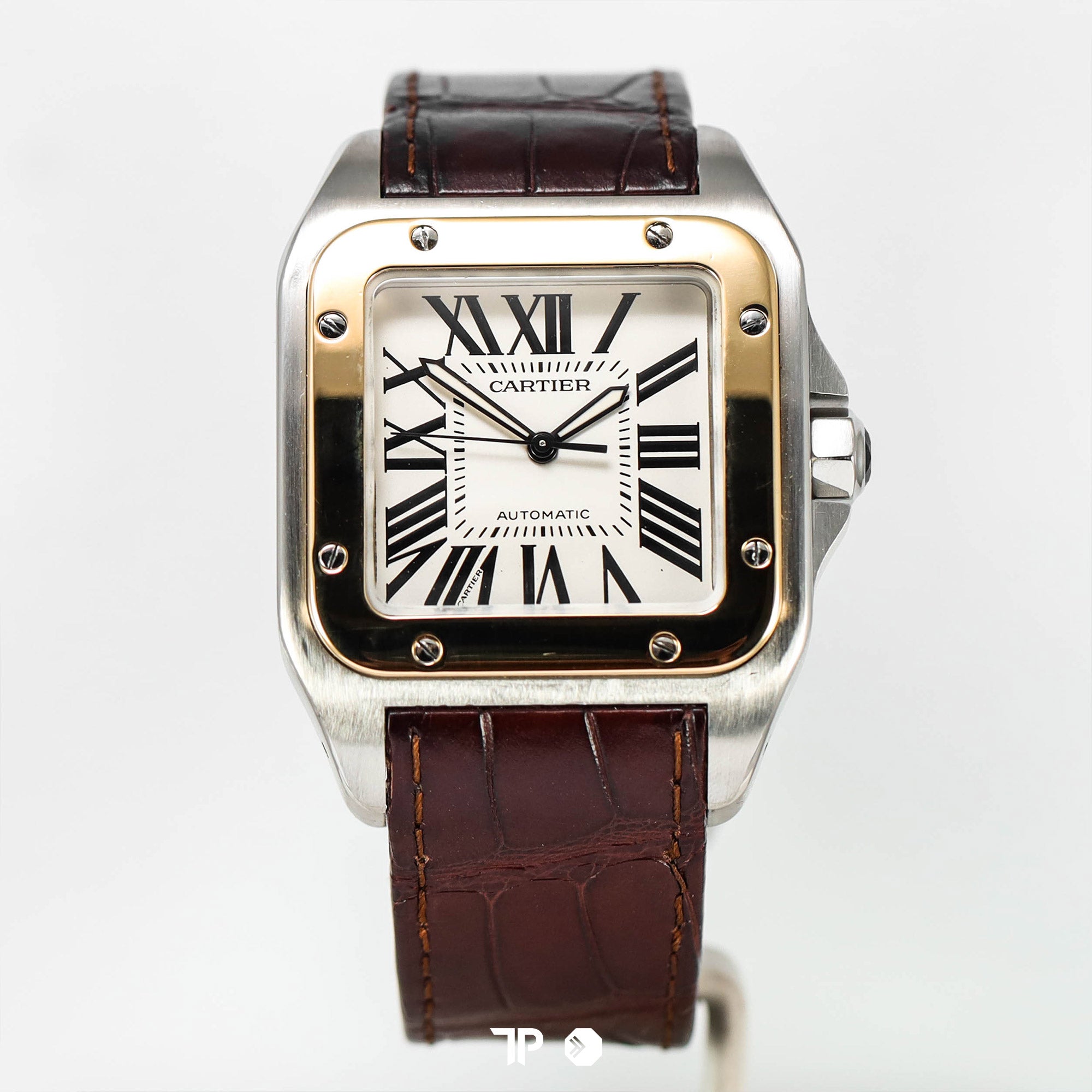 Santos 100 Two Tone Leather Automatic 38x51mm