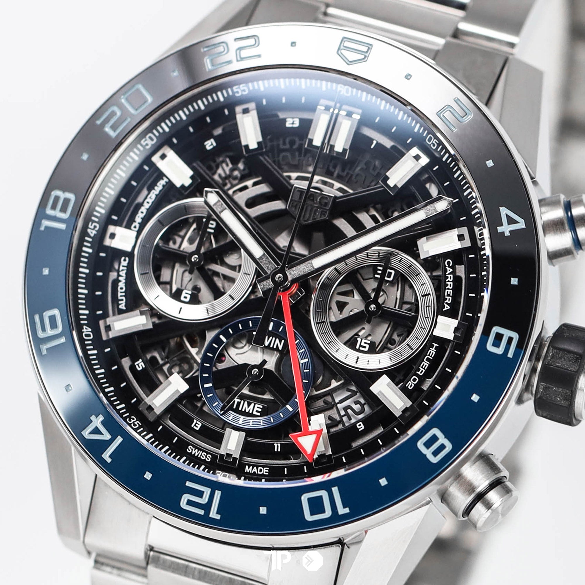 Carrera Heuer 2 Chronograph GMT 'Batman' Skeleton Dial 45mm (2021)