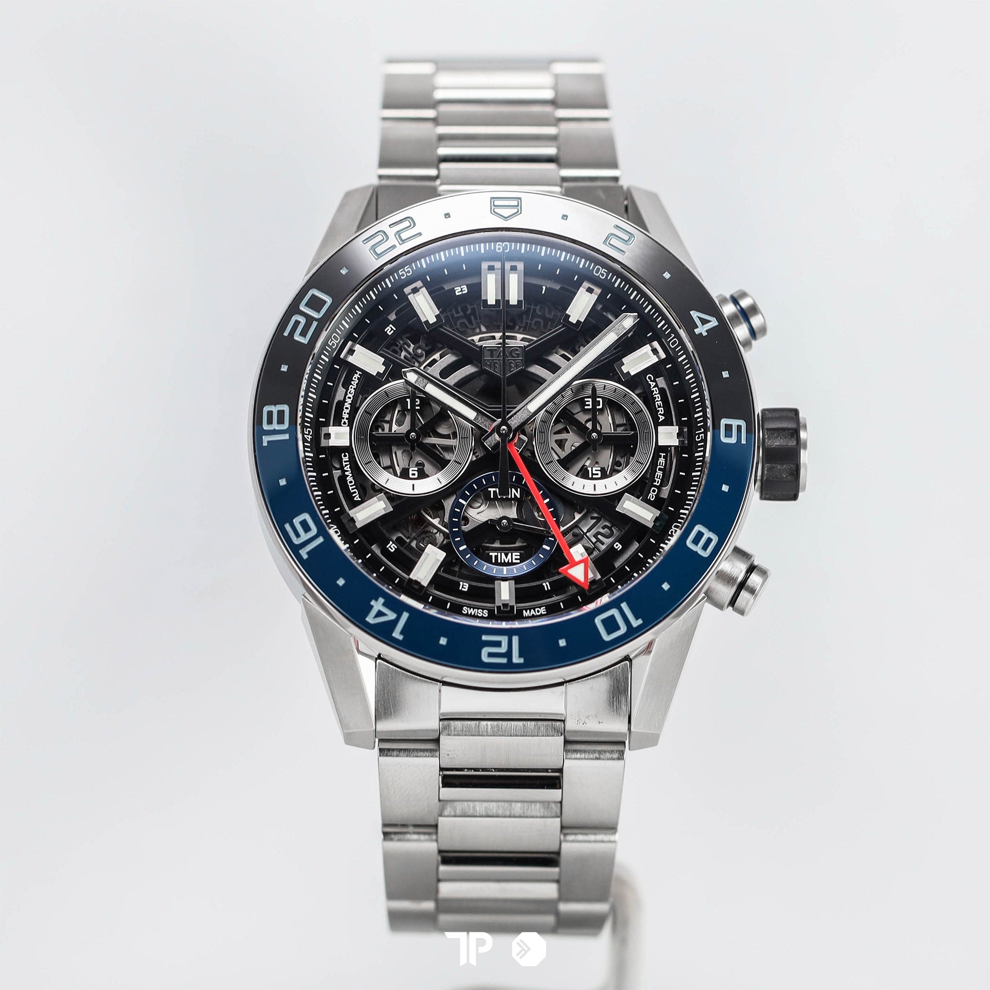 Carrera Heuer 2 Chronograph GMT 'Batman' Skeleton Dial 45mm (2021)