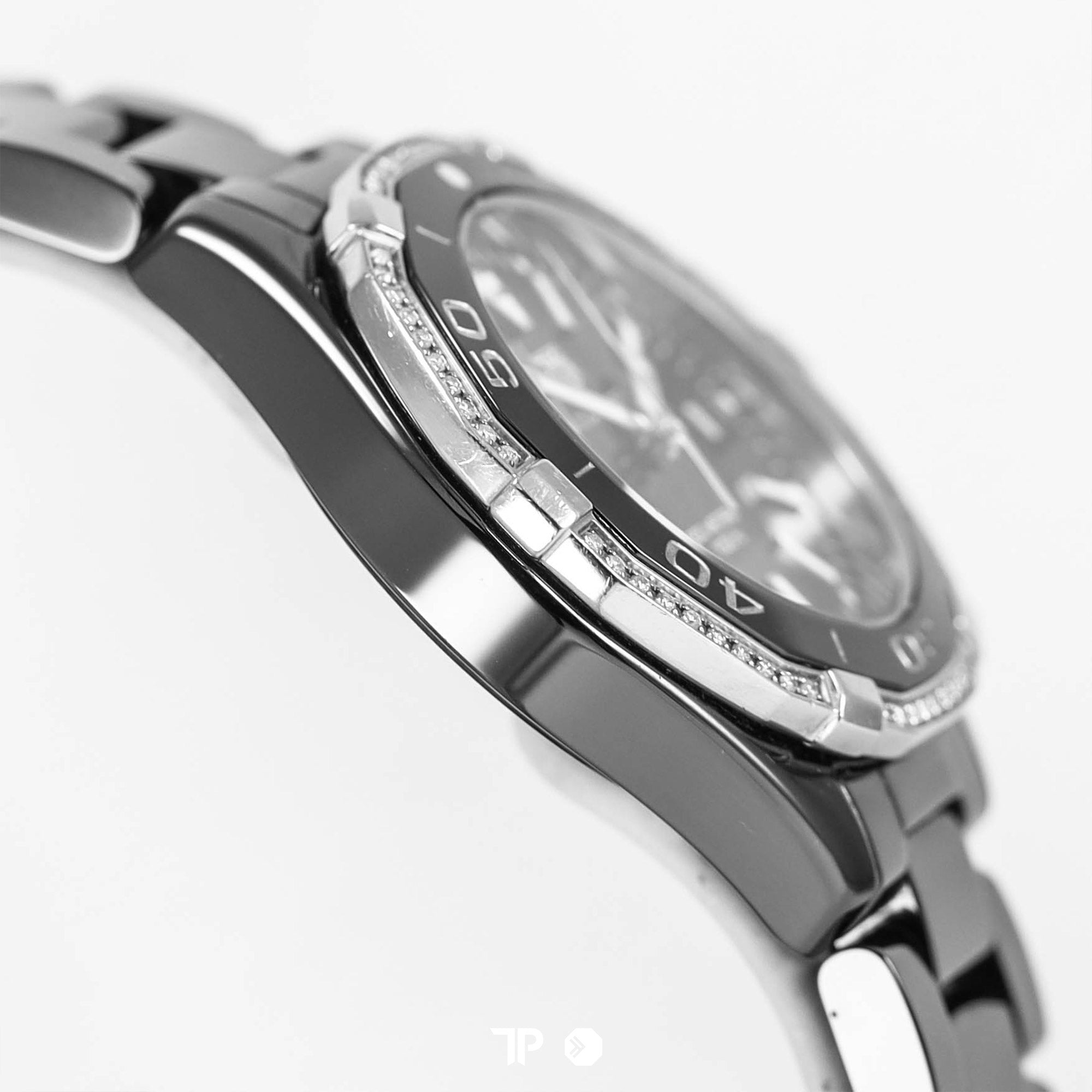 Aquaracer Quartz Lady Diamond Bezel Ceramic Black Dial 35mm (2019)