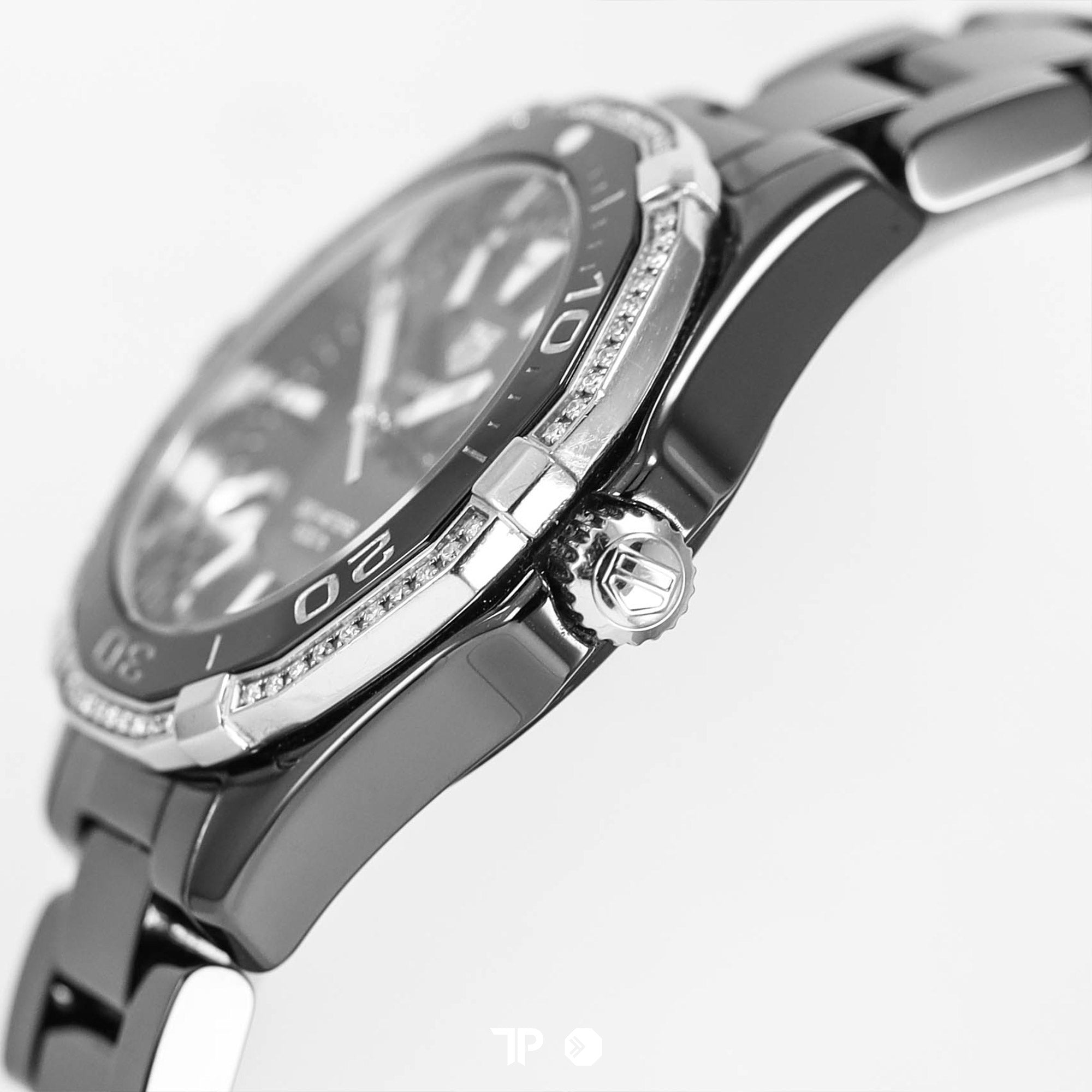 Aquaracer Quartz Lady Diamond Bezel Ceramic Black Dial 35mm (2019)