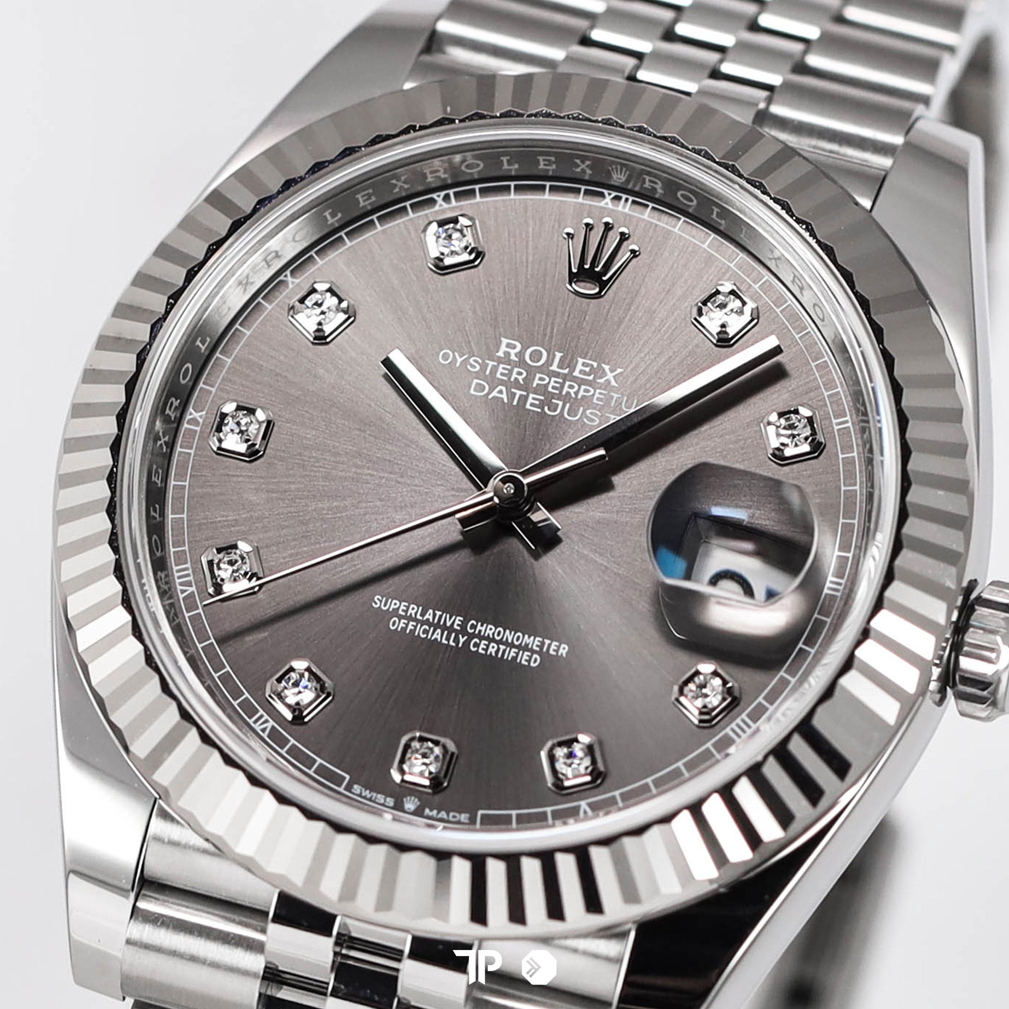 Datejust 41 Rhodium Dial Fluted White Gold Bezel Diamond Index NEW(2025)