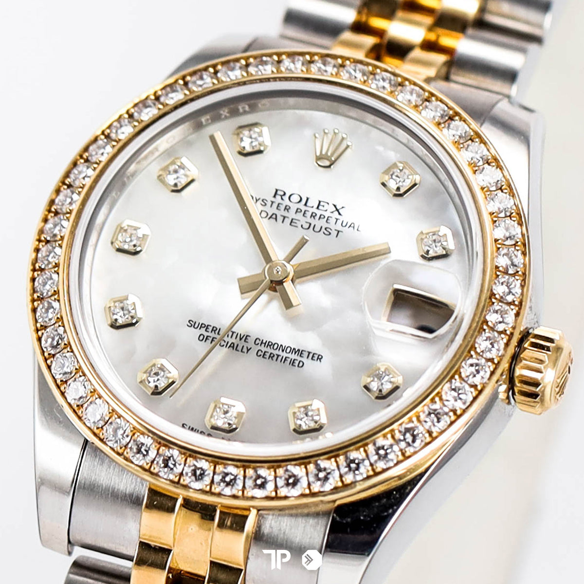 Datejust 31 RBR Two Tone Yellow Gold White MOP Dial Diamond Bezel (2016)