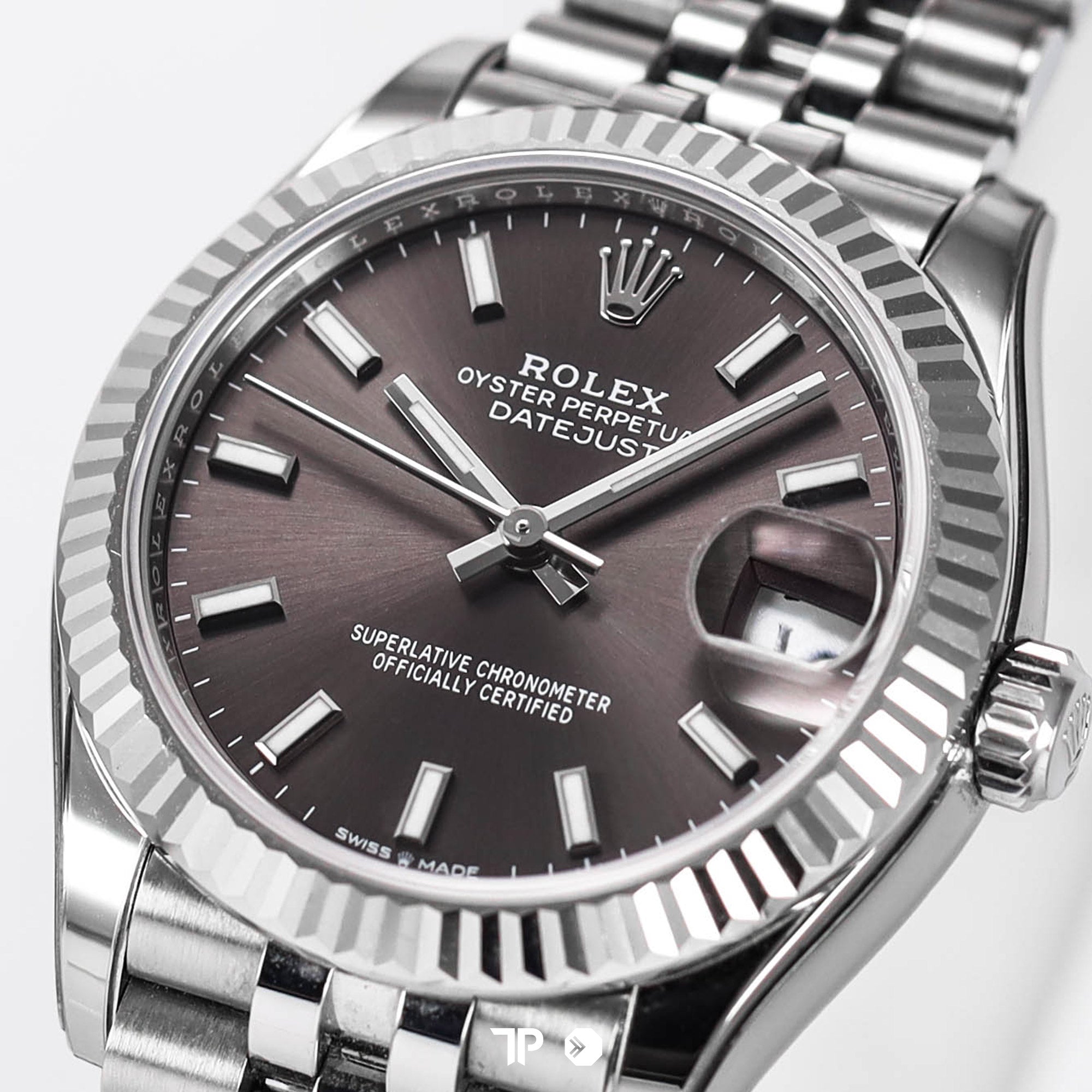 Datejust 31 Rhodium Stick Index White Gold Fluted Bezel Jubilee (2024)