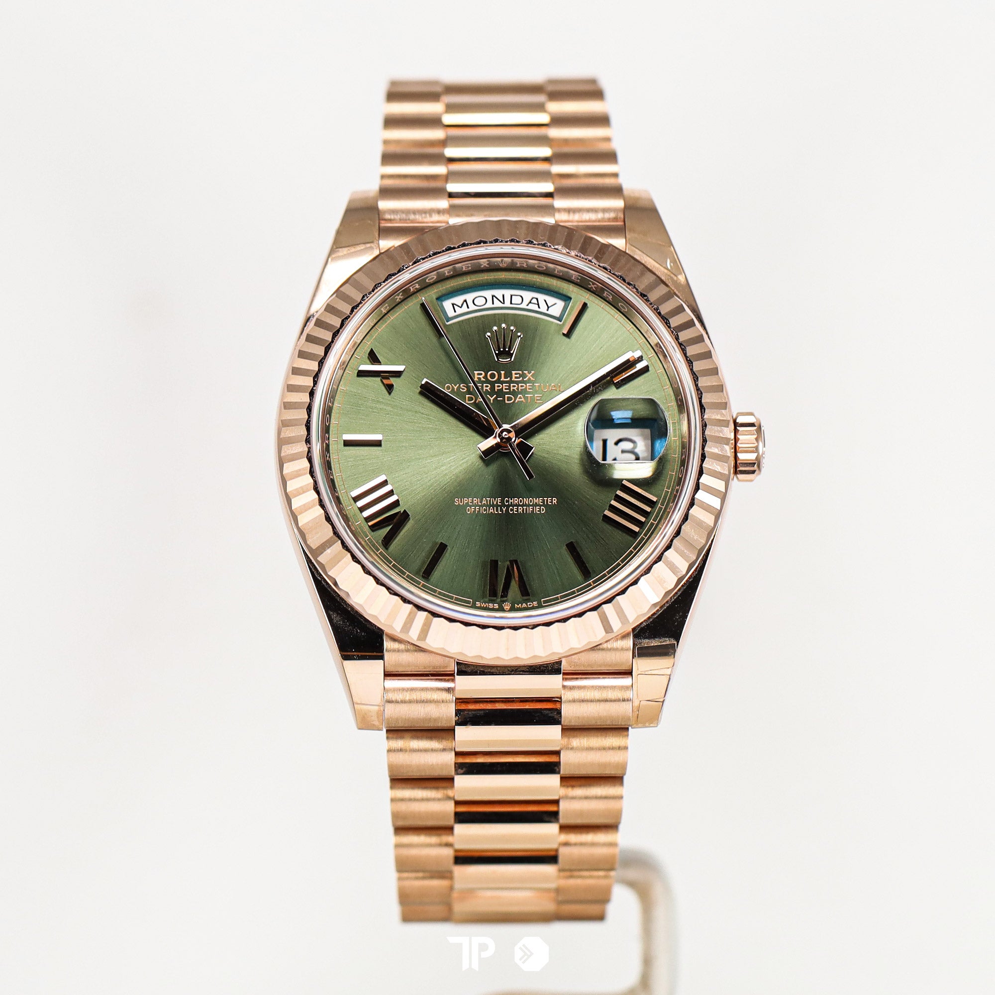 Day-Date Rose Gold Olive Green Dial President Bracelet 40mm UNWORN(2021)