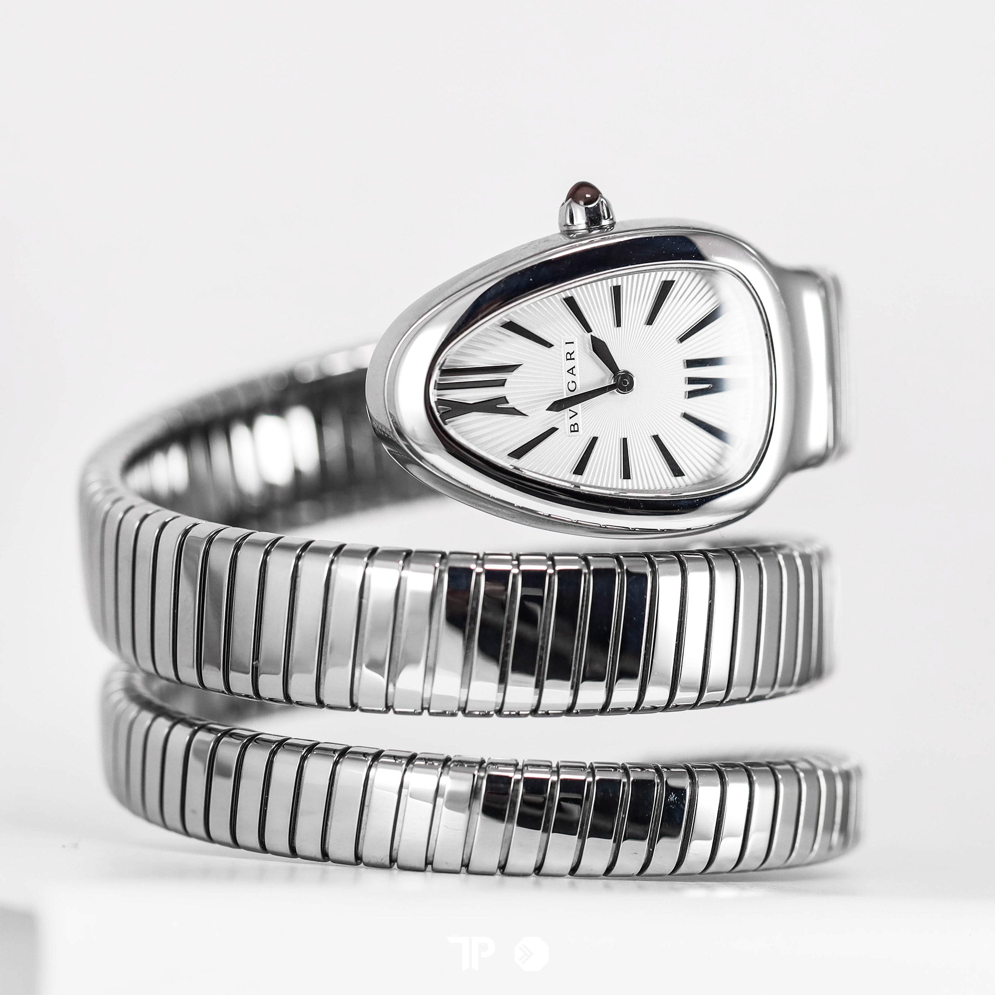 Serpenti Tubogas Double Spiral Watch Silver Opline Dial 35mm